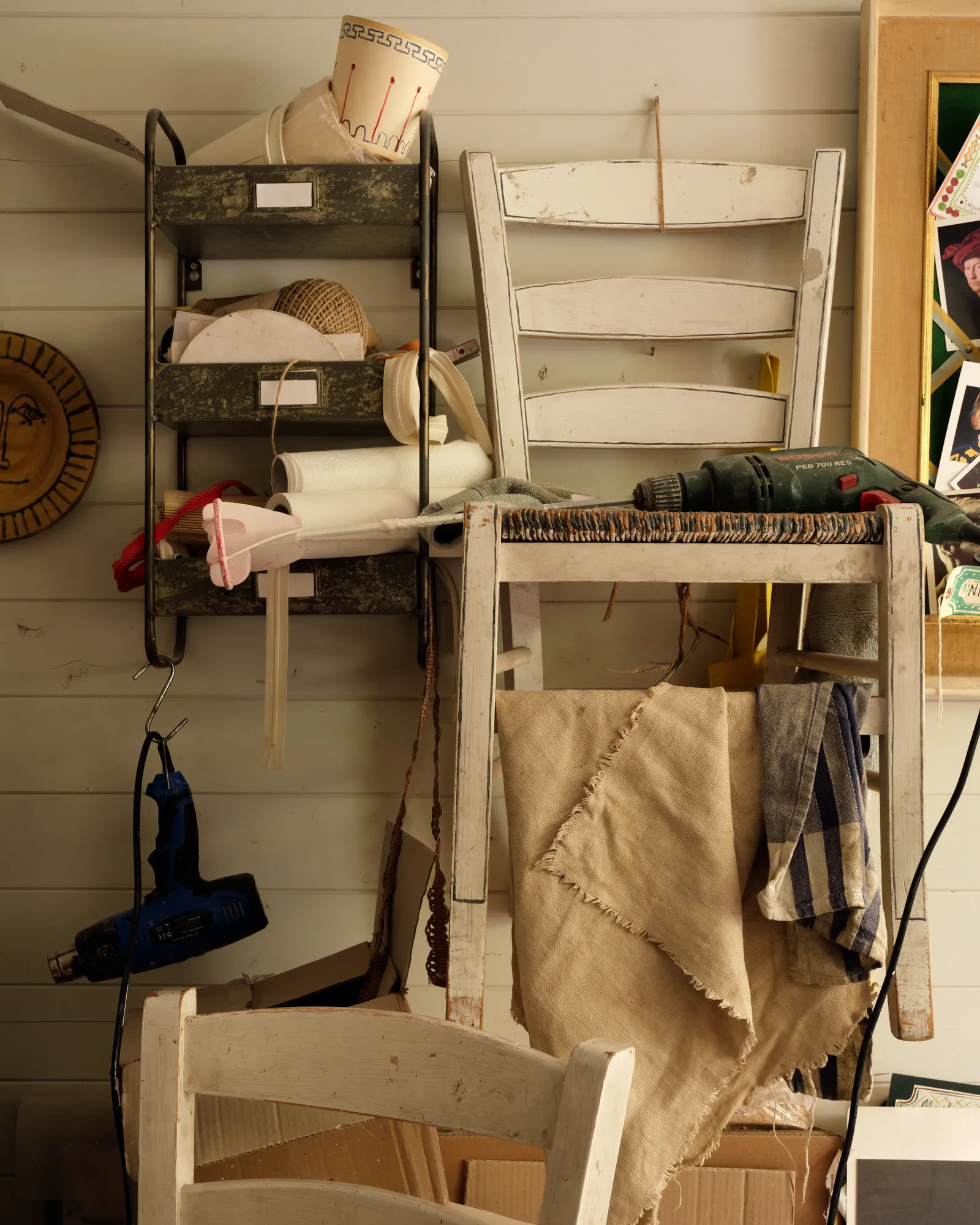 A collection of objects and materials to be used around the studio.