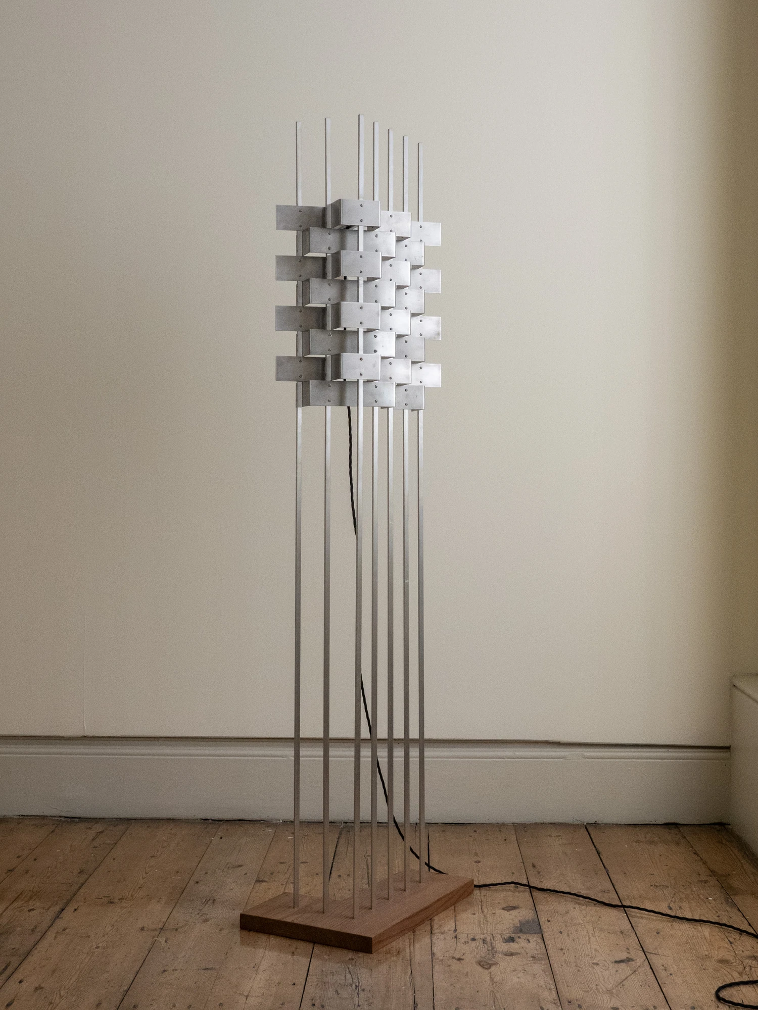 Floor Lamp In Aluminium And Elm With Hardware