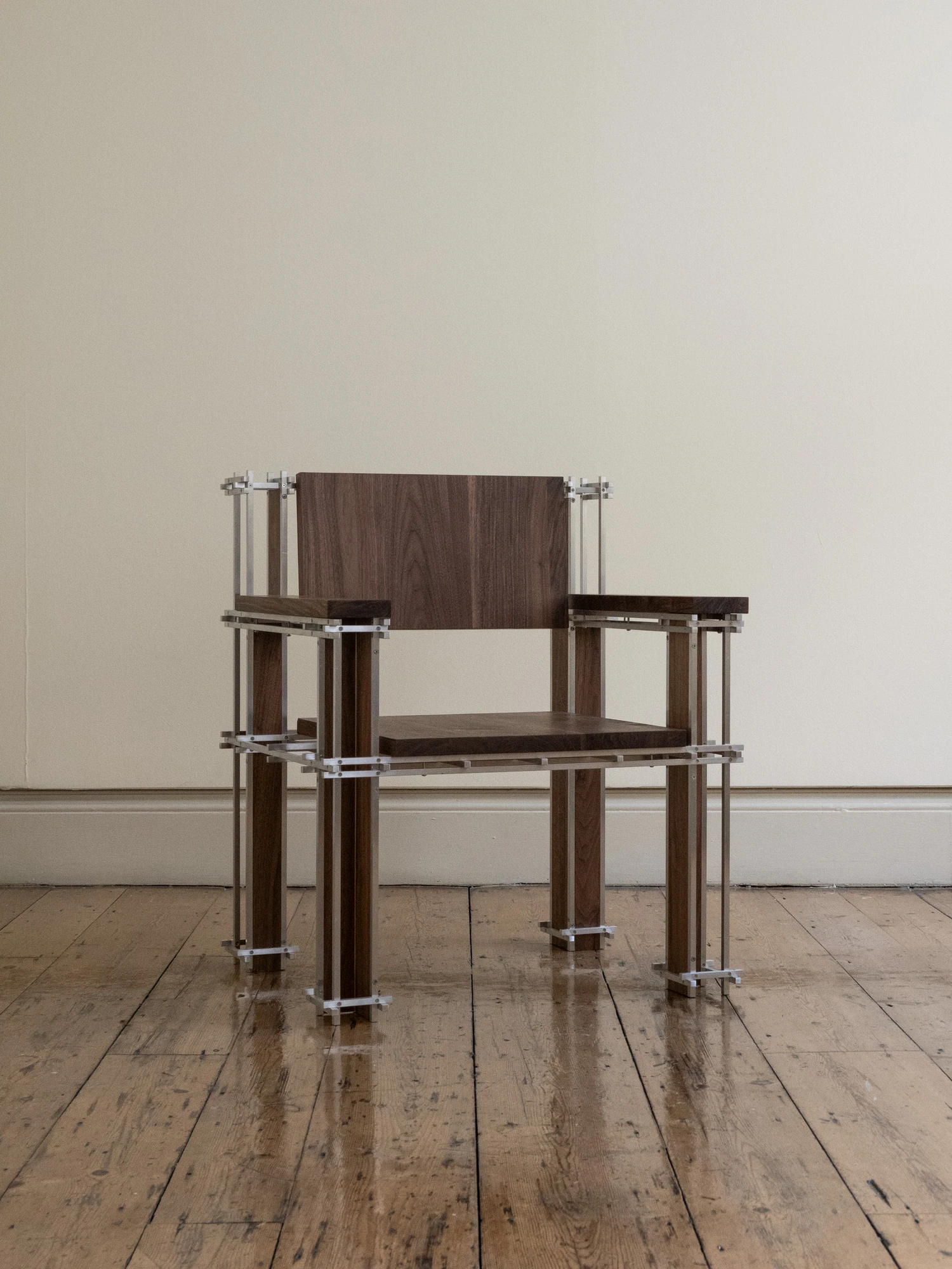 Armchair In Aluminium And Walnut