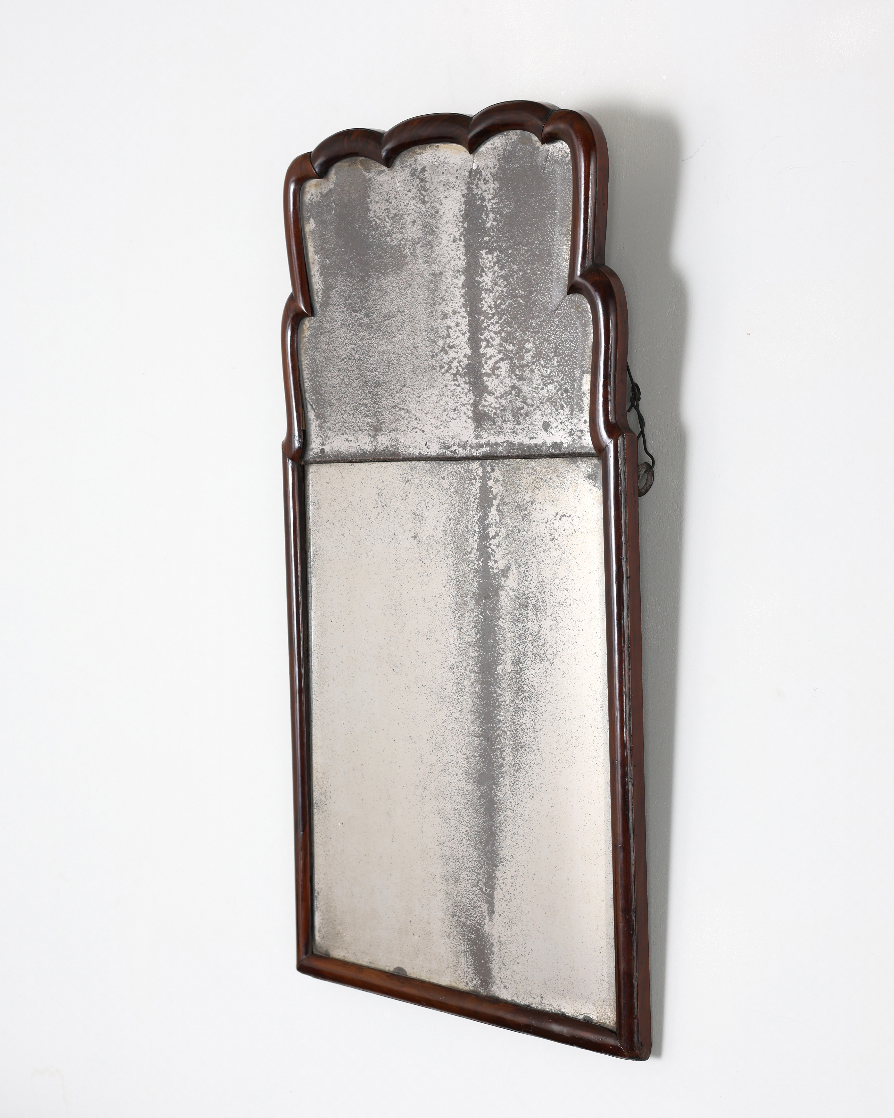 A Rare English Walnut Queen Anne Mirror