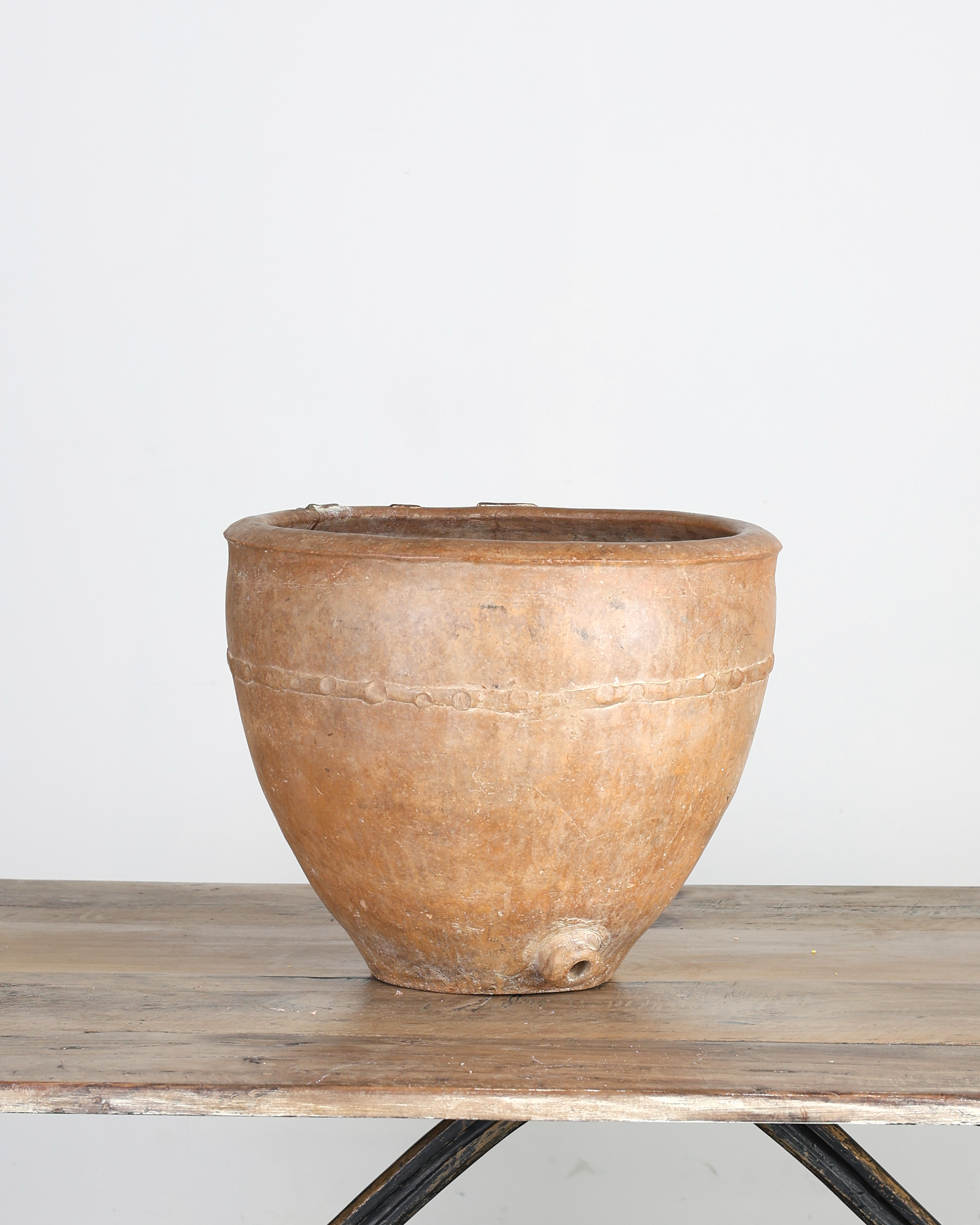 18th C. Staple Repaired Calanda Vessel
