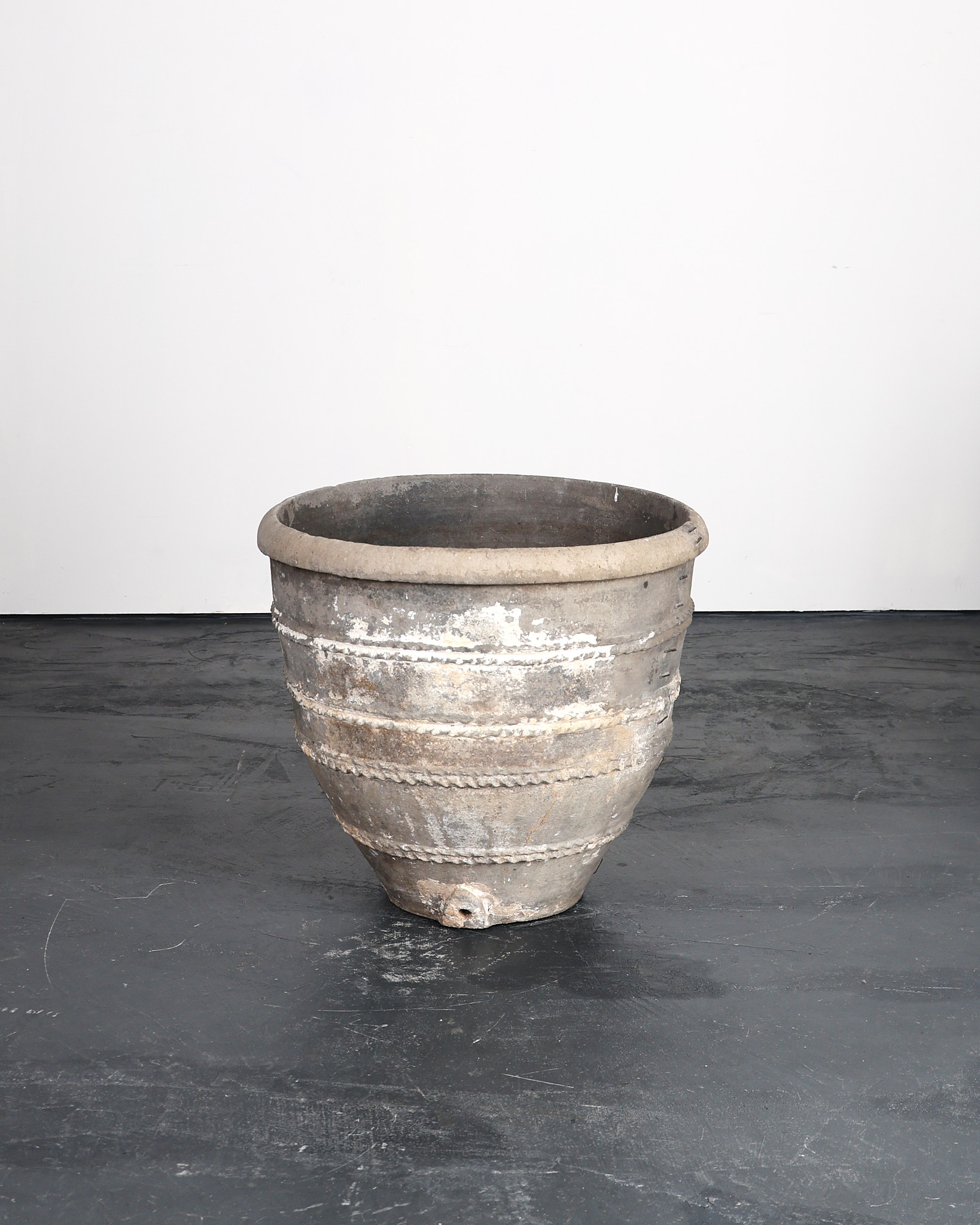 Heavily Stapled Early 19th C. Black Terracotta Cosi Pot