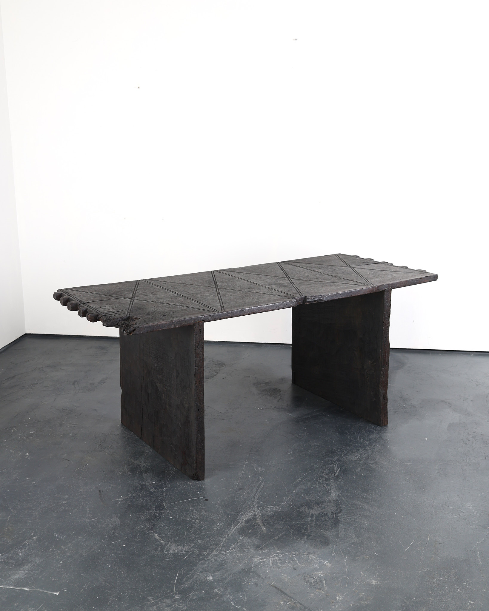 Primitive Table In Early 18th C. Hewn Portuguese Chestnut