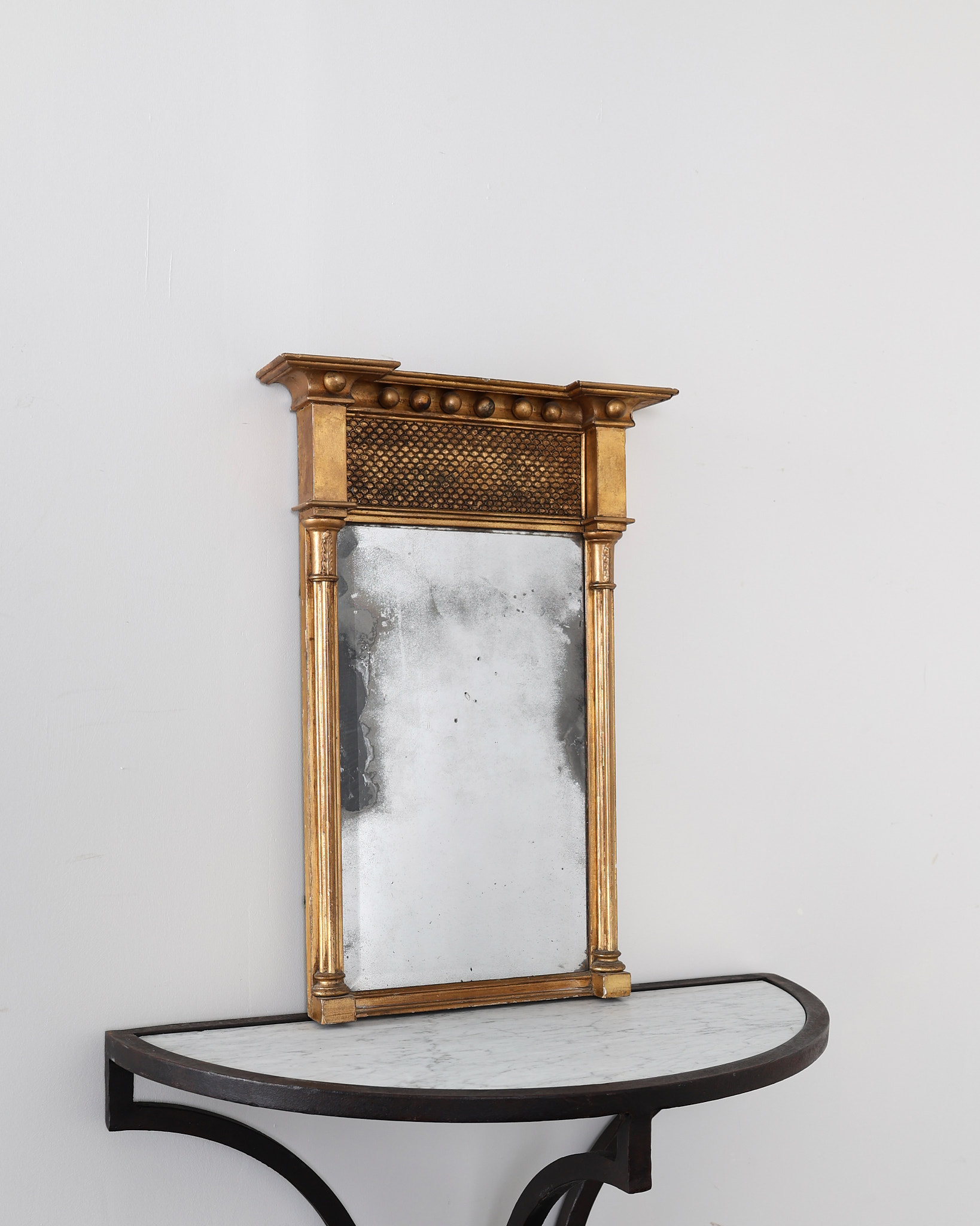 Early 19th-century Gilt Frame Mirror With Mercury Bevelled Plate
