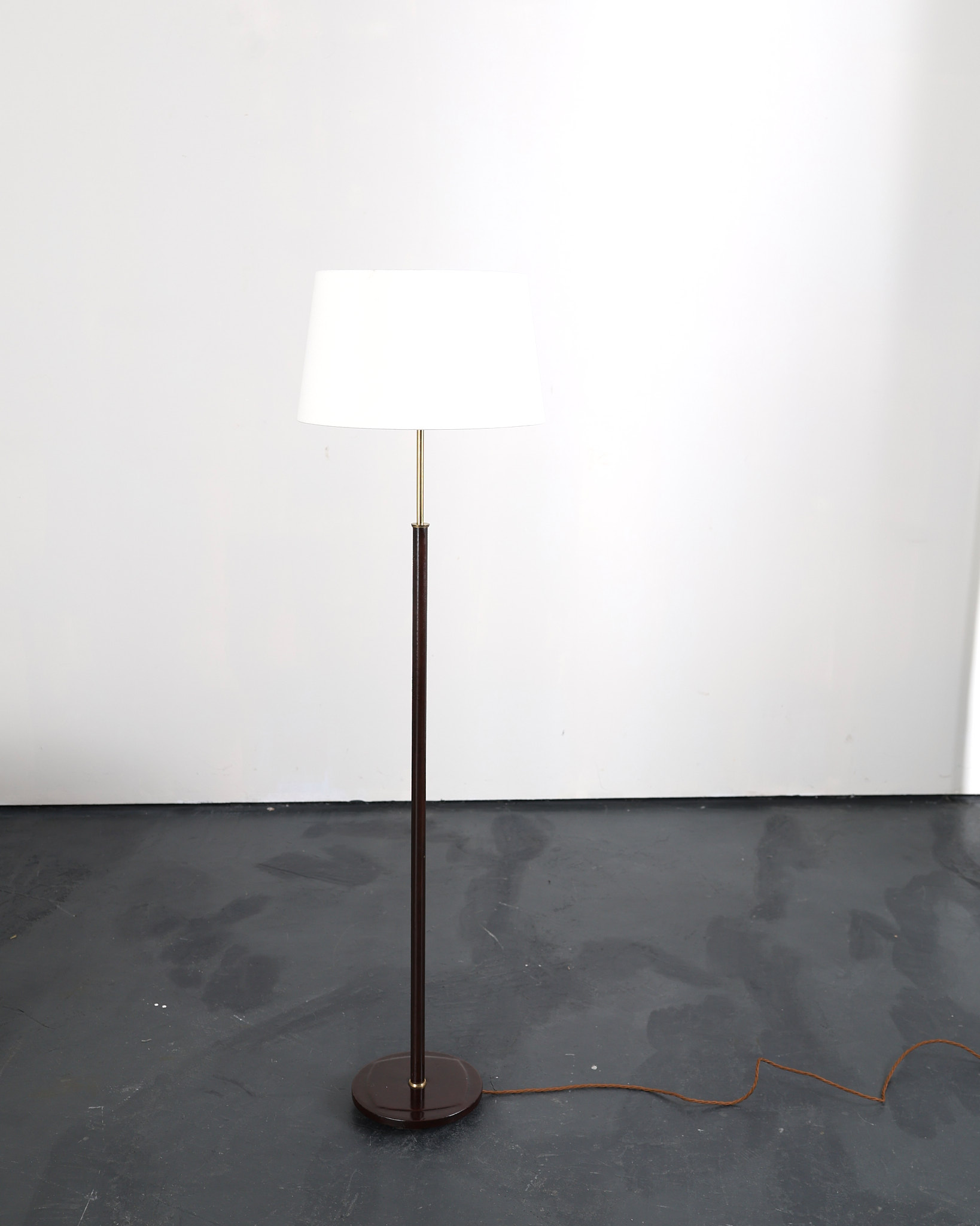 C.1950s Swedish Stitched Leather Standard Lamp