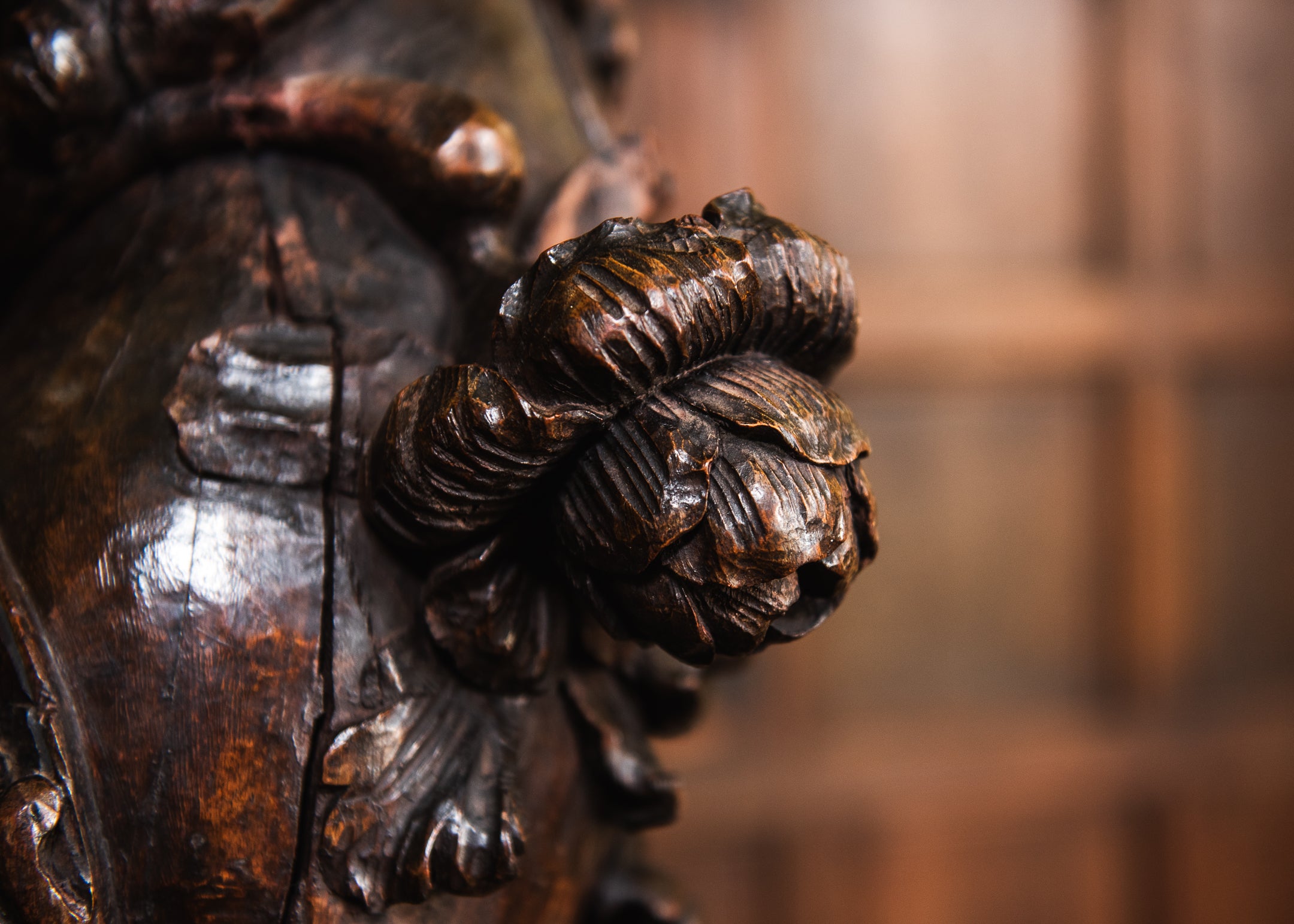 A Large Carved Walnut Solomonic Column image 3