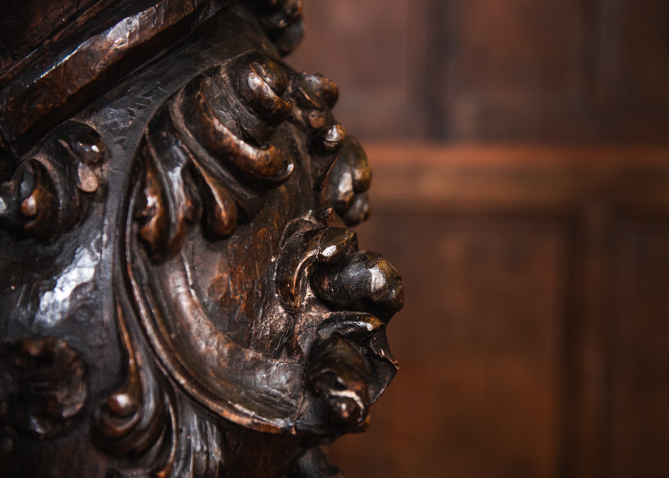 A Large Carved Walnut Solomonic Column image 4