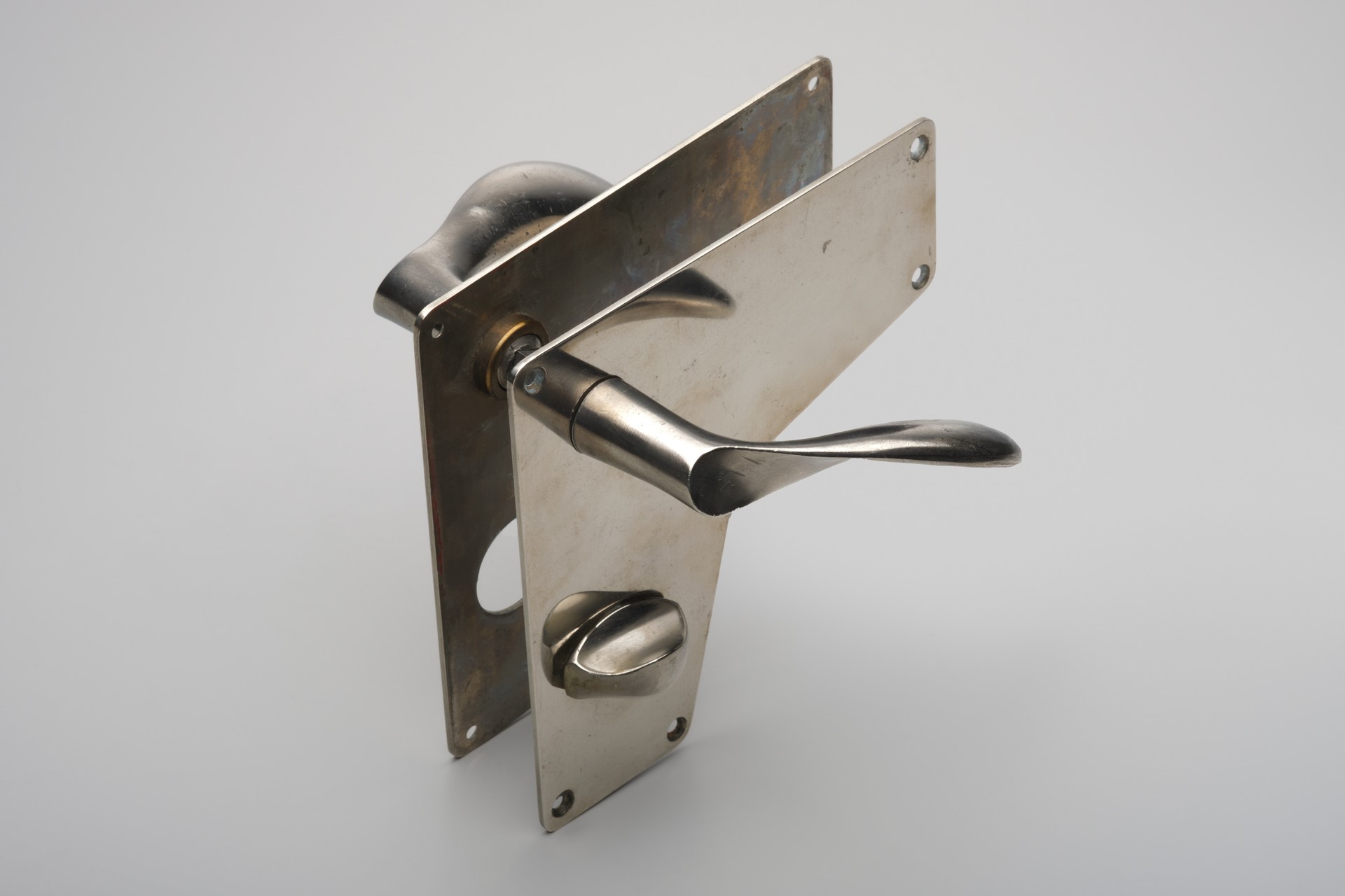 Set of Five Early 'AJ' Door Handles and Lock Plates image 3