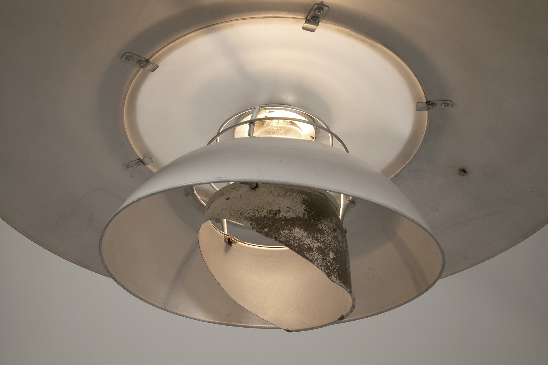 PH Tennis Lamp. Poul Henningsen. Produced by Louis Poulsen. 1927. The final shape of this lamp was the result of a series of tests Poul Henningsen carried out with tennis player Einar Middleboe. The lamps were installed in the Københavns Boldklubs indoor tennis court. Provenance: Collection Poul Henningsen. Ref. 15248.