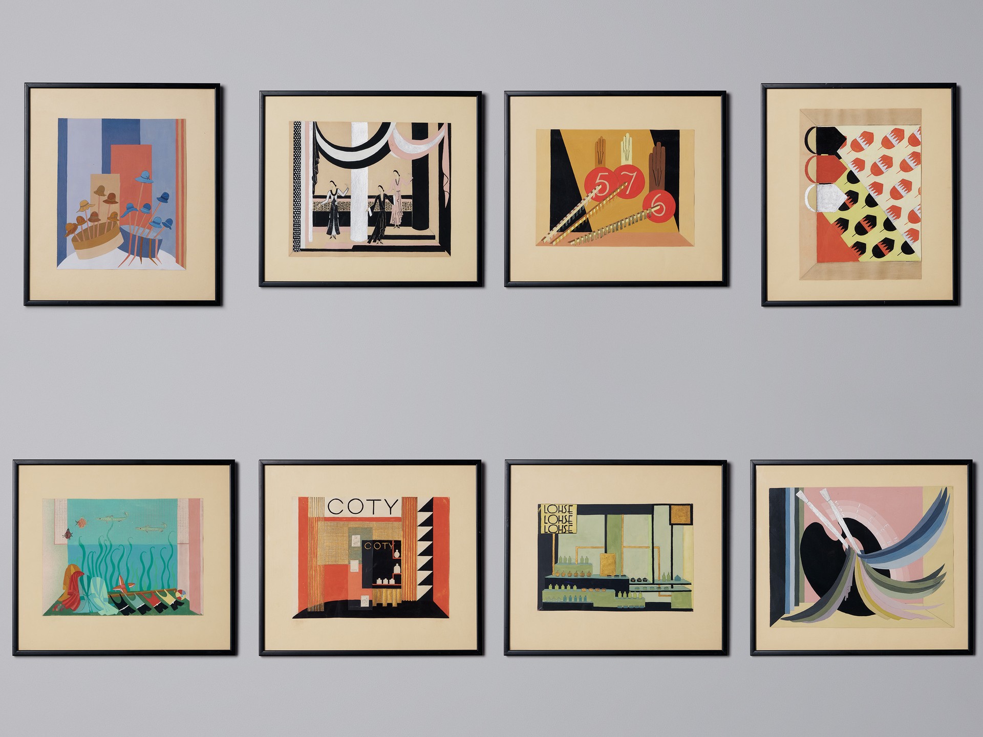 Set of Eight Gouache, from the Stockholm Exhibition