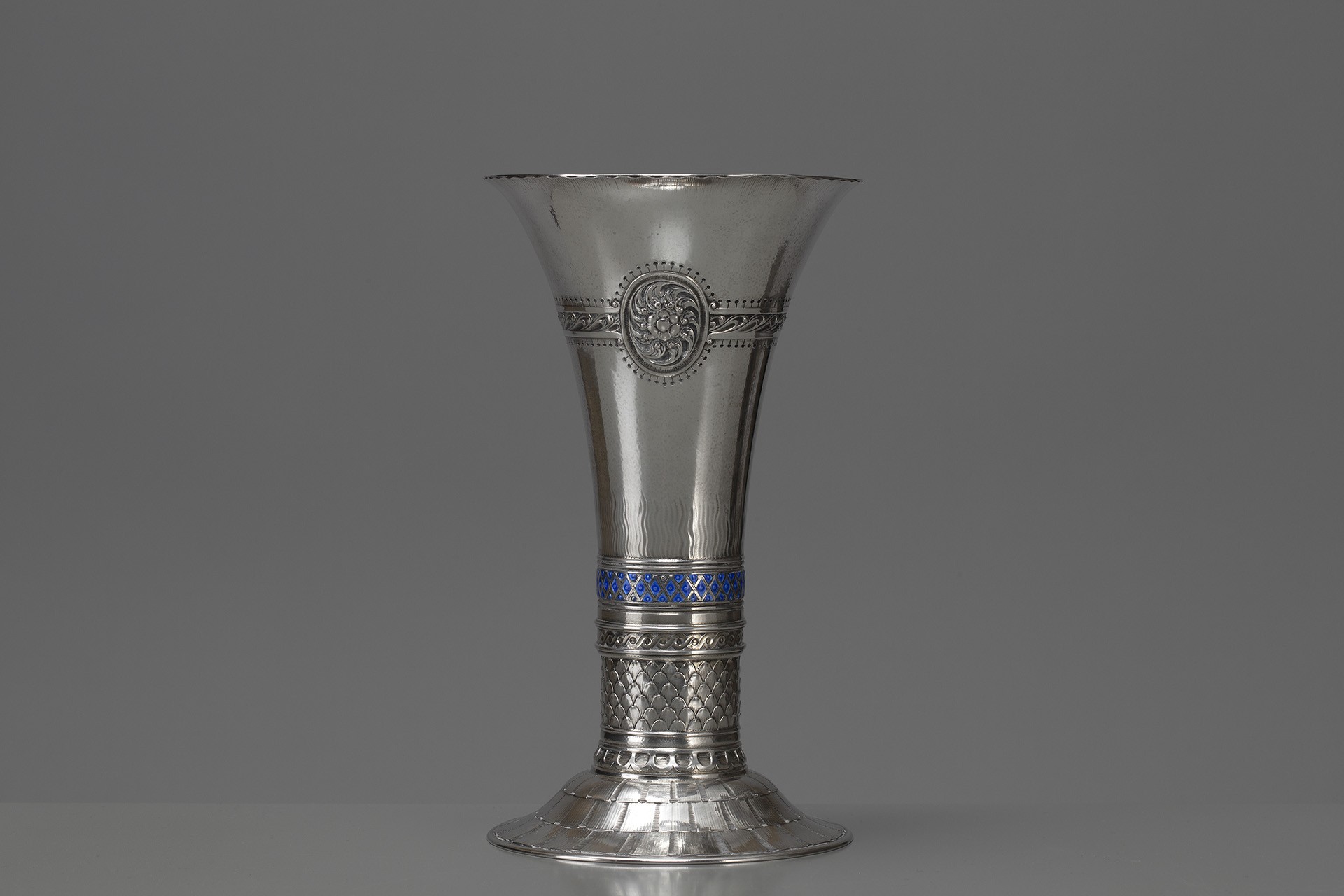 Silver and Enamel Vase