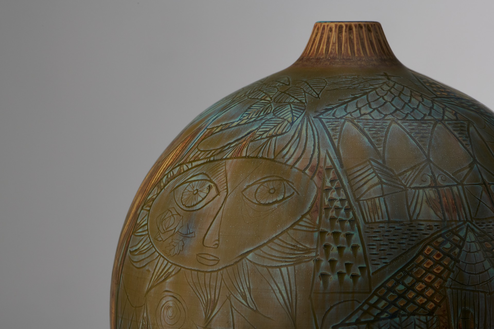Stig Lindberg, Large Vase, Glazed stoneware with inscribed decoration, Gustavsberg studio hand signature and artist signature,

Produced by Gustavsberg Studio.