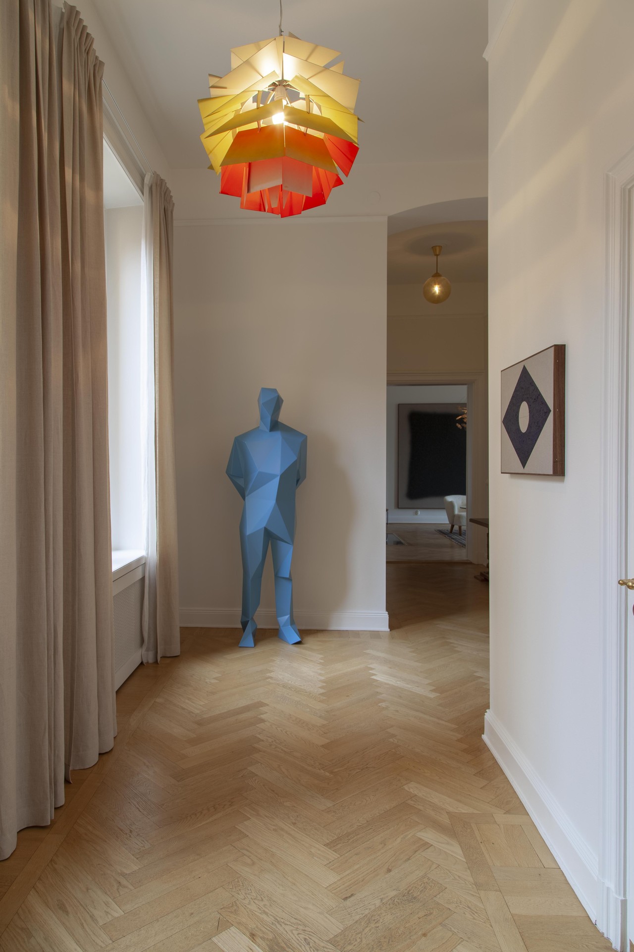 House of the future lamp, Poul Henningsen 1959
Paul Fägerskiöld, Untitled 2018, oil on linen with walnut frame
Xavier Veilhan, Julian, 2012, Aluminium, polyurethane paint (RAL 5024)