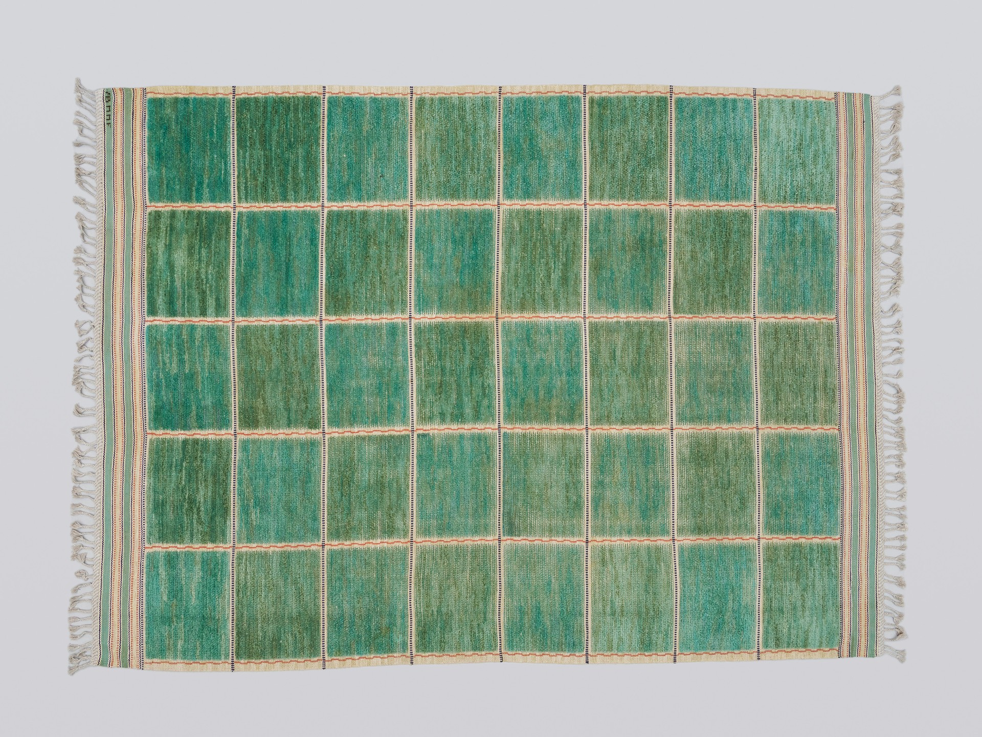 'Rutig Grön Halvflossa' Carpet