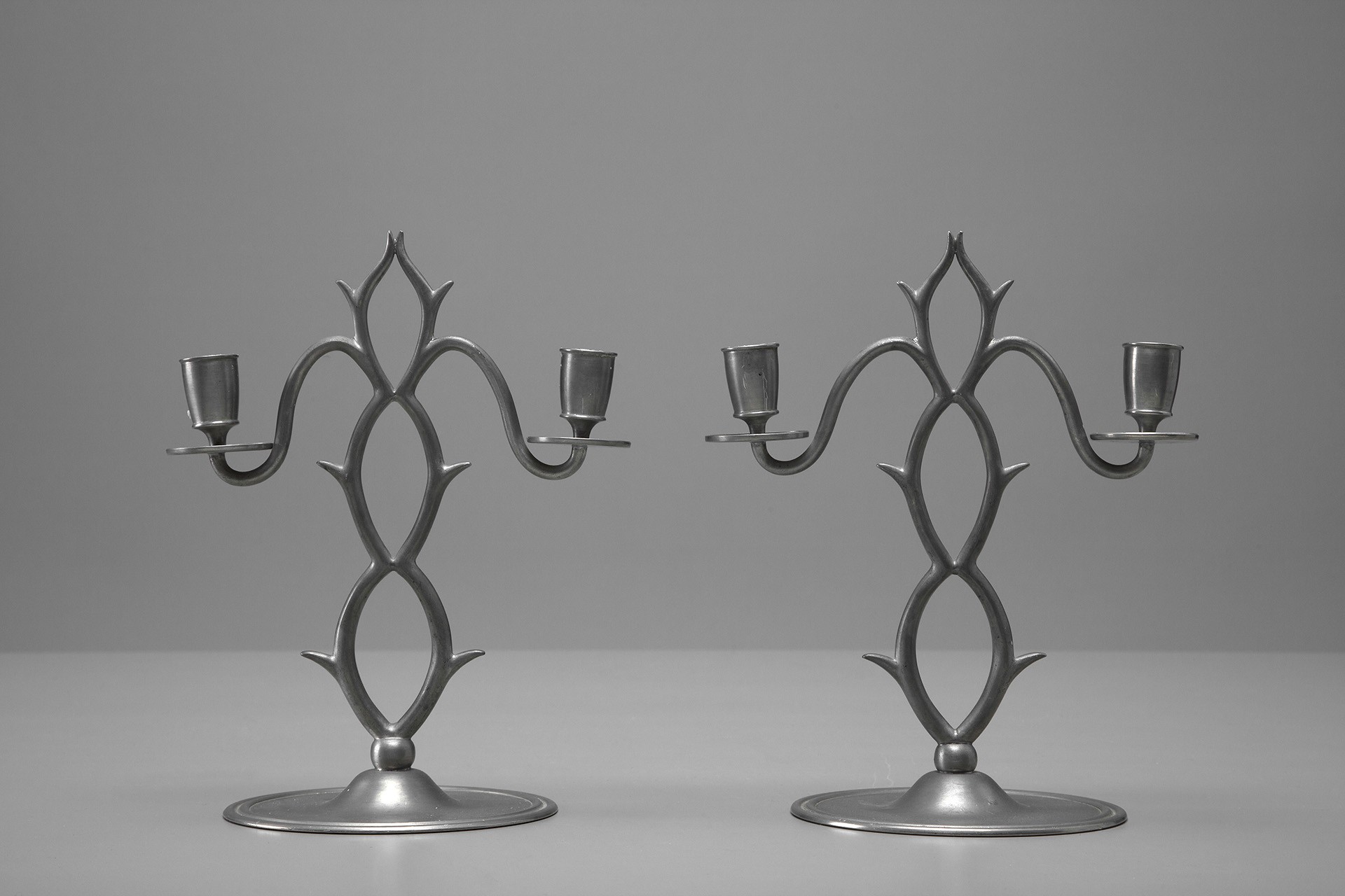 Pair of Pewter Candelabras