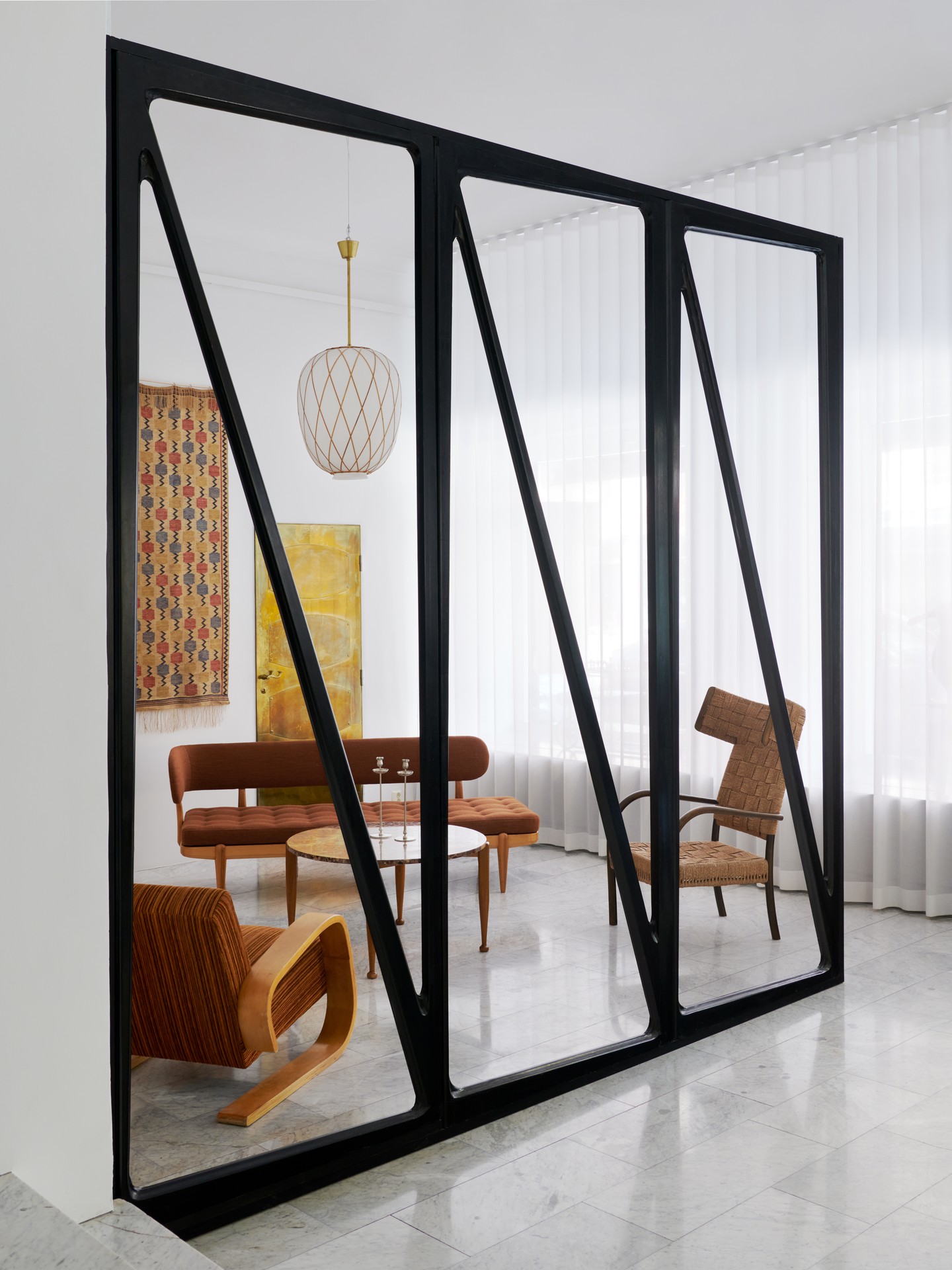 Carlo Mollino, Three Unique Doors for Casa Ada and Cesare Minola, Turin, Italy, 1944-1946. Lacquered and gilt wood.