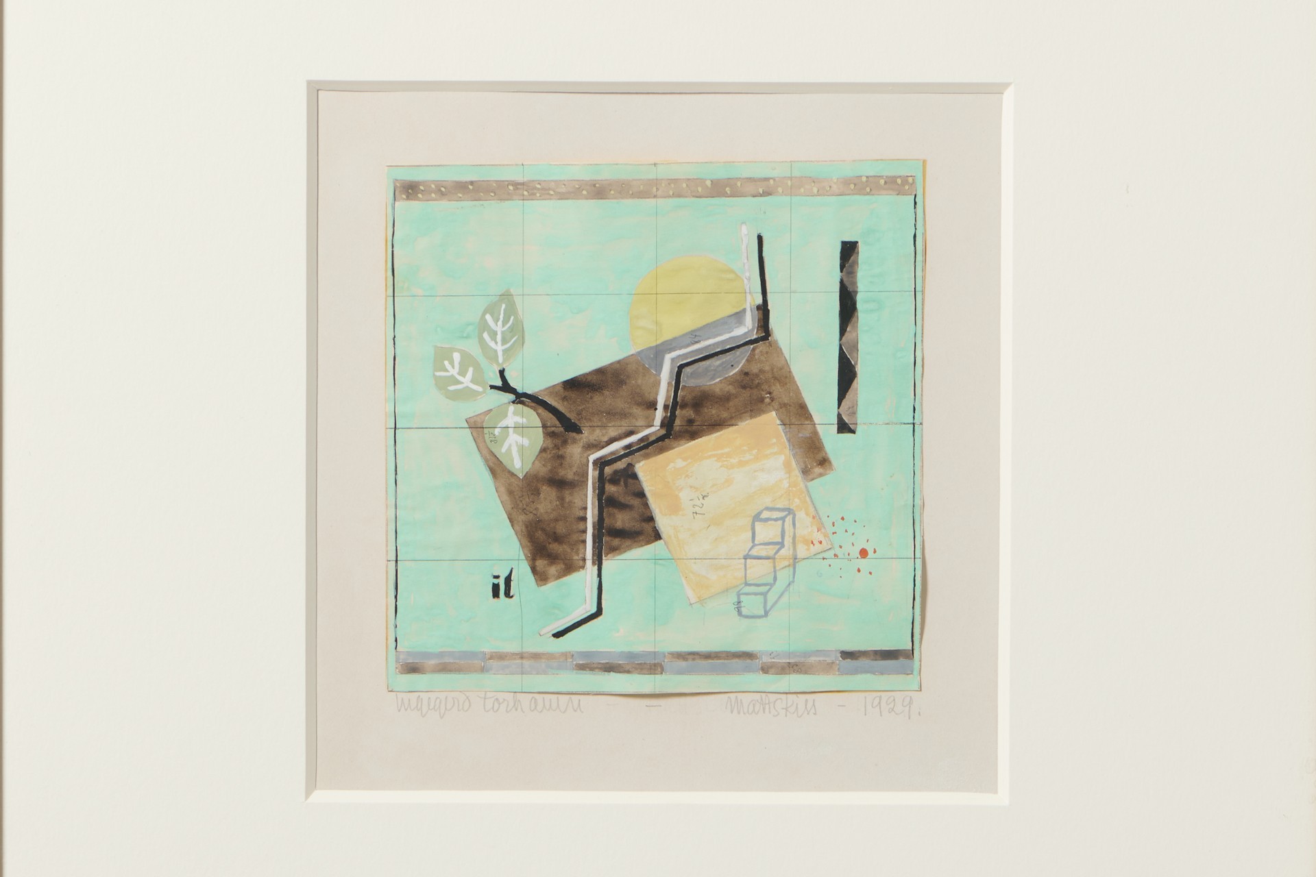 Ingegerd Torhamn, preparatory gouache drawing, signed and dated 1929, included with carpet.