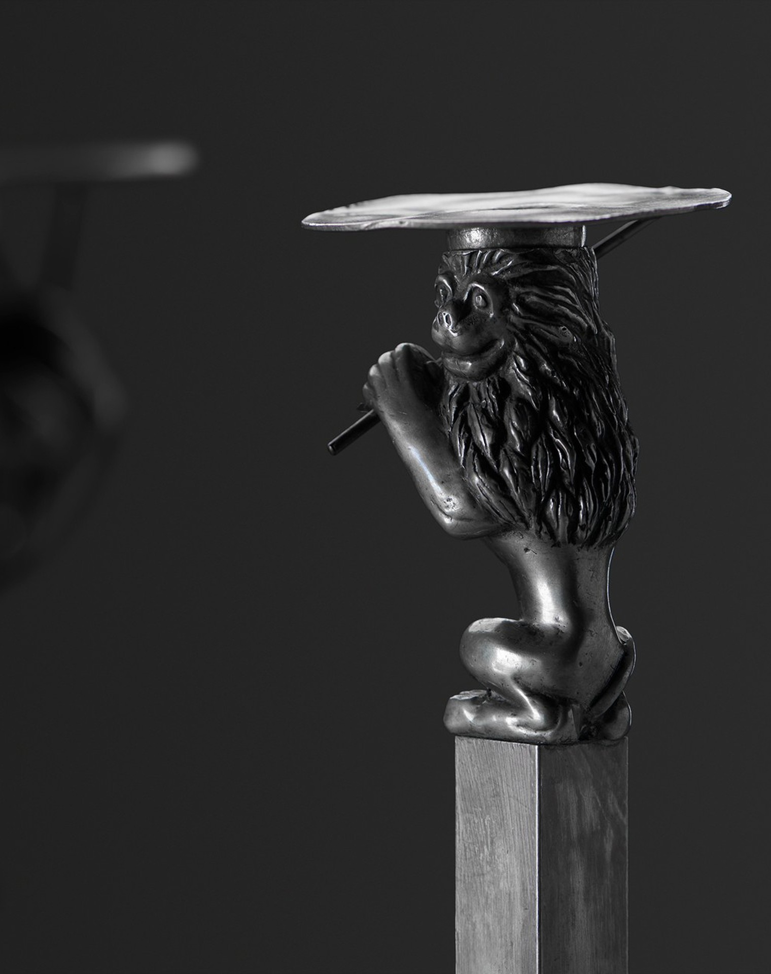Anna Petrus, Set of Four Candlesticks, 1925, Pewter, brass, Produced by Herman Bergman.