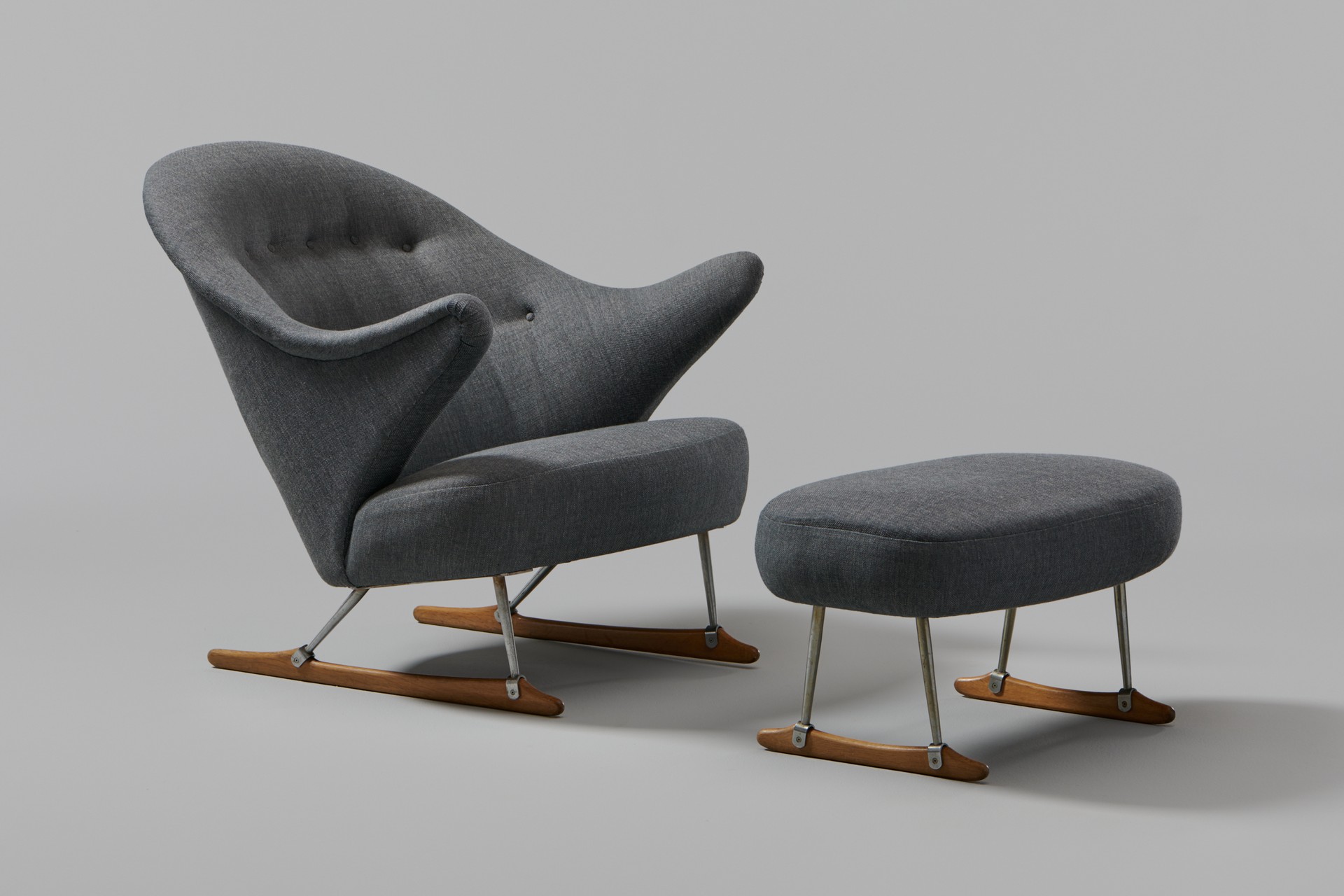 "Sleigh" Armchair and Footstool