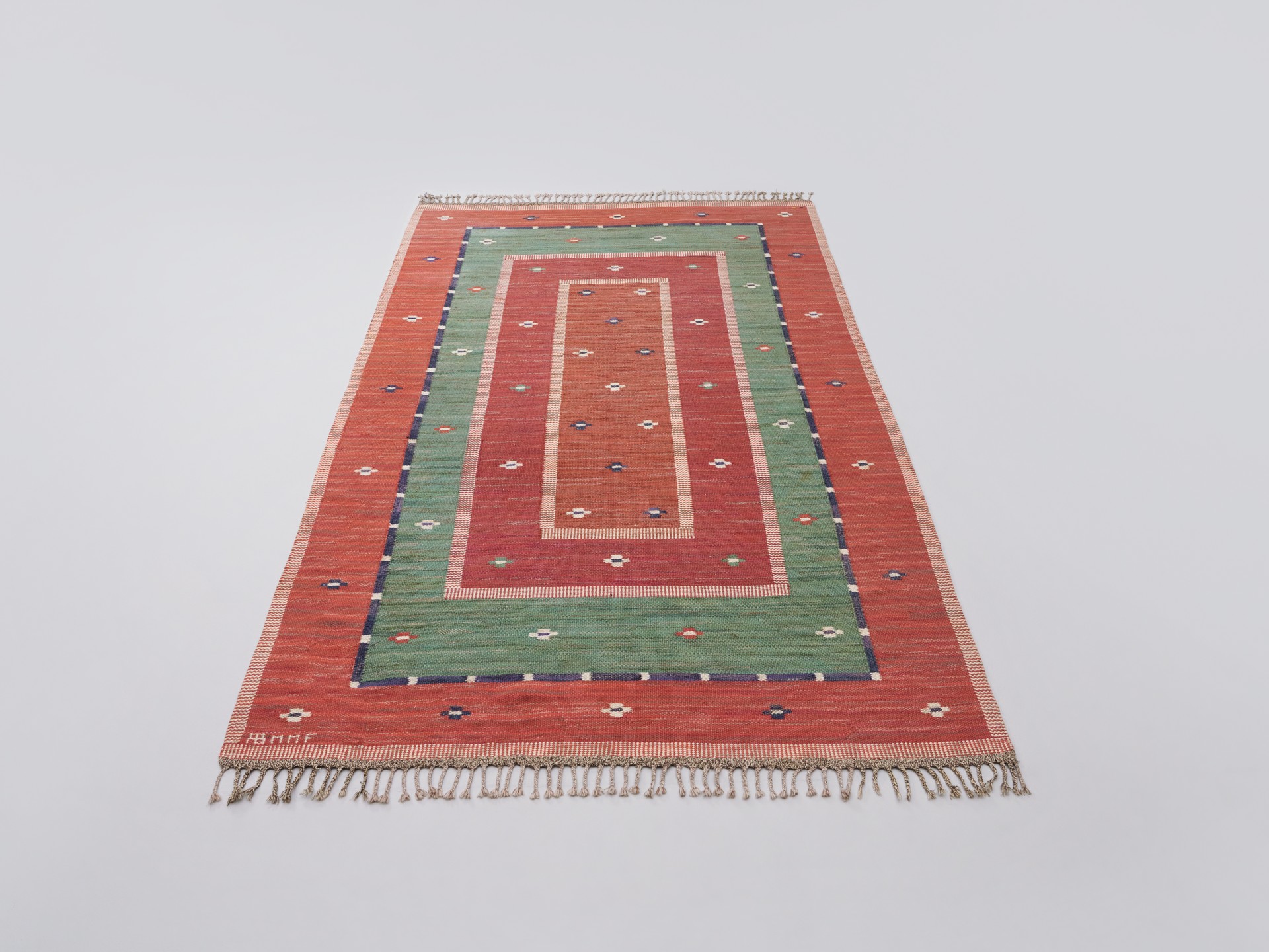 'Röda Bårdmattan med grönt' Carpet image 3