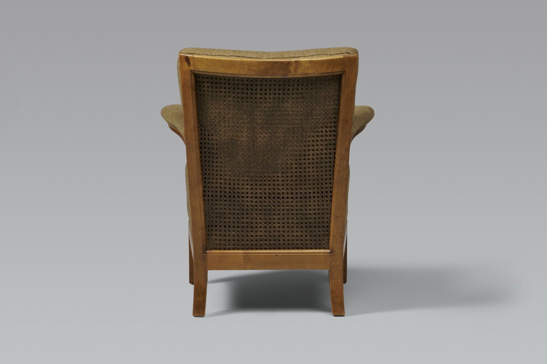 Armchair, Carl Hörvik, Produced by Hyresgästernas Möbelaffär, 1930, Birch, rattan, upholstered in wool.