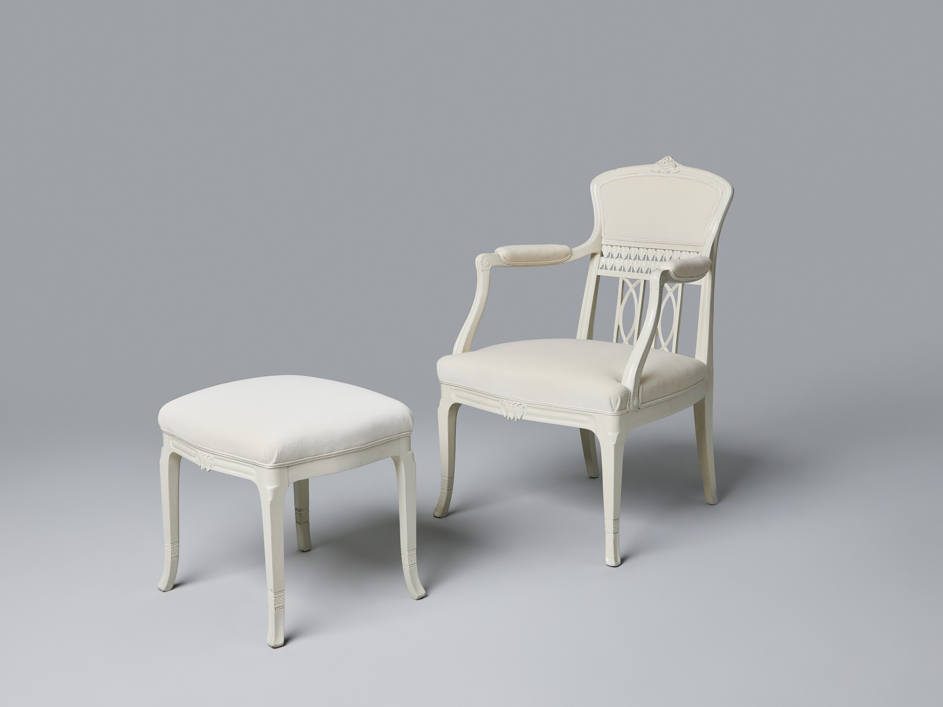 Art Nouveau Armchair and Stool
