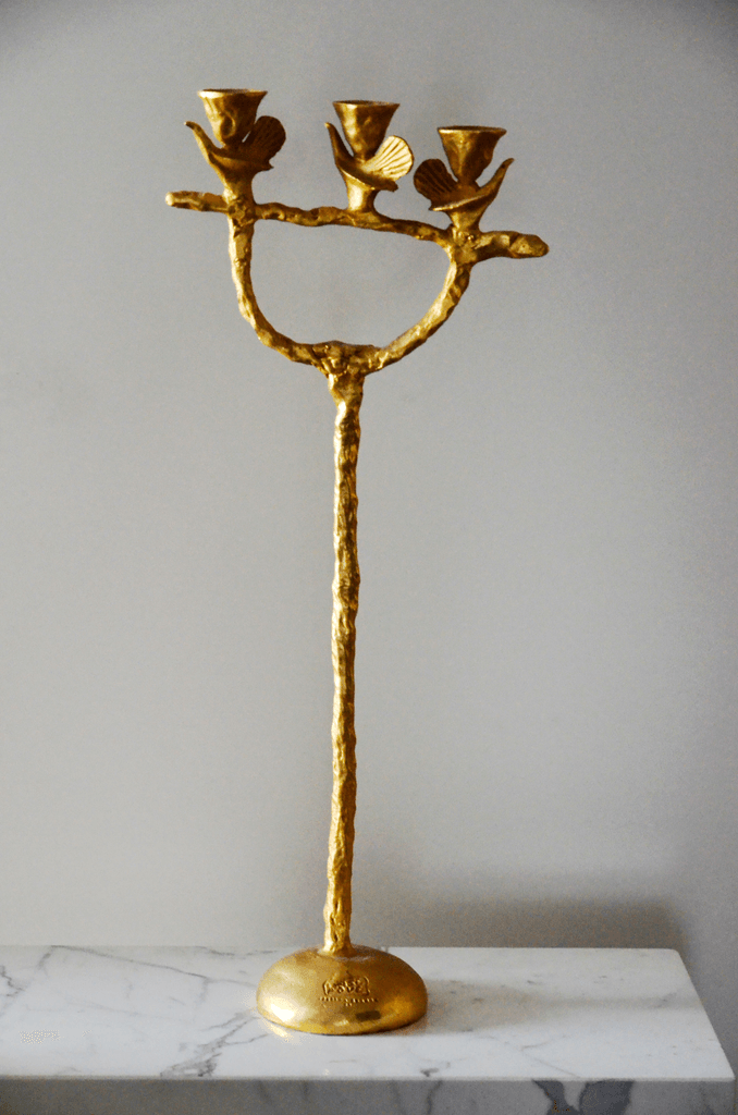 Bronze and gold leaf candle holder