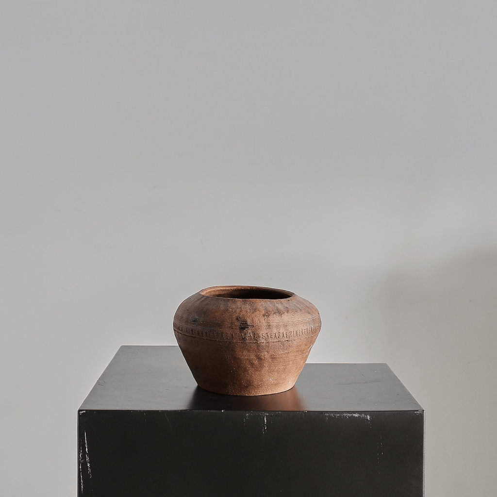 Late Edo period Wabi Sabi Japanese Terracotta Bowl