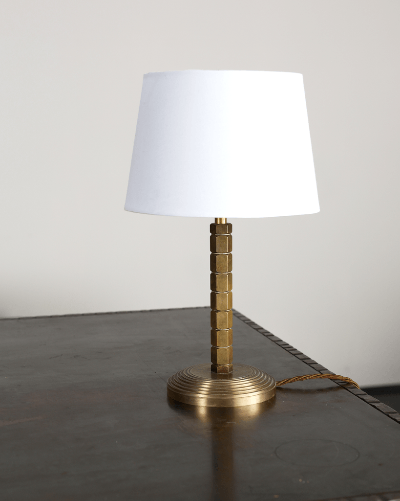 French Modernist Turned Brass Desk Lamp