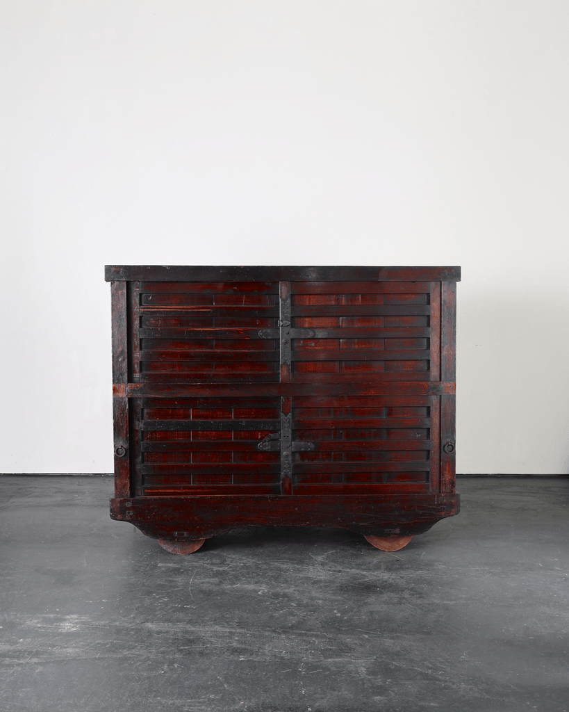 Incredible XL 19th C. Kurma Wheeled Tansu Cabinet