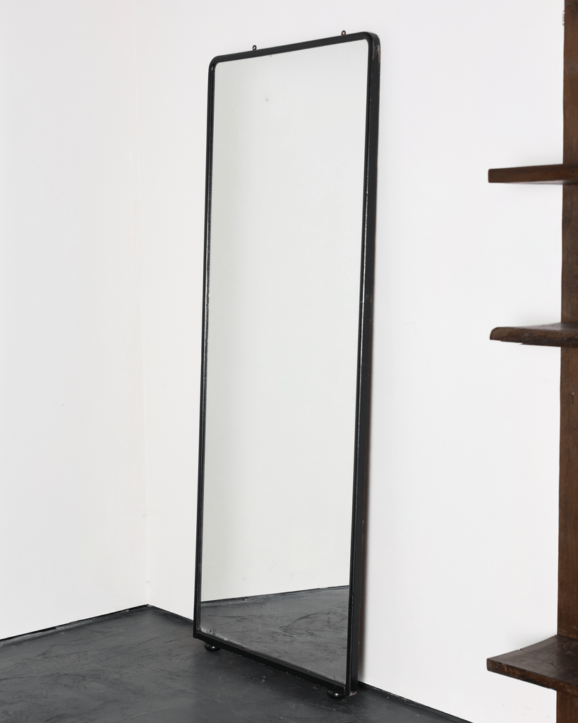 XL Early 20th C. Ebonised Mercury Glass Art Deco Outfitters Mirror