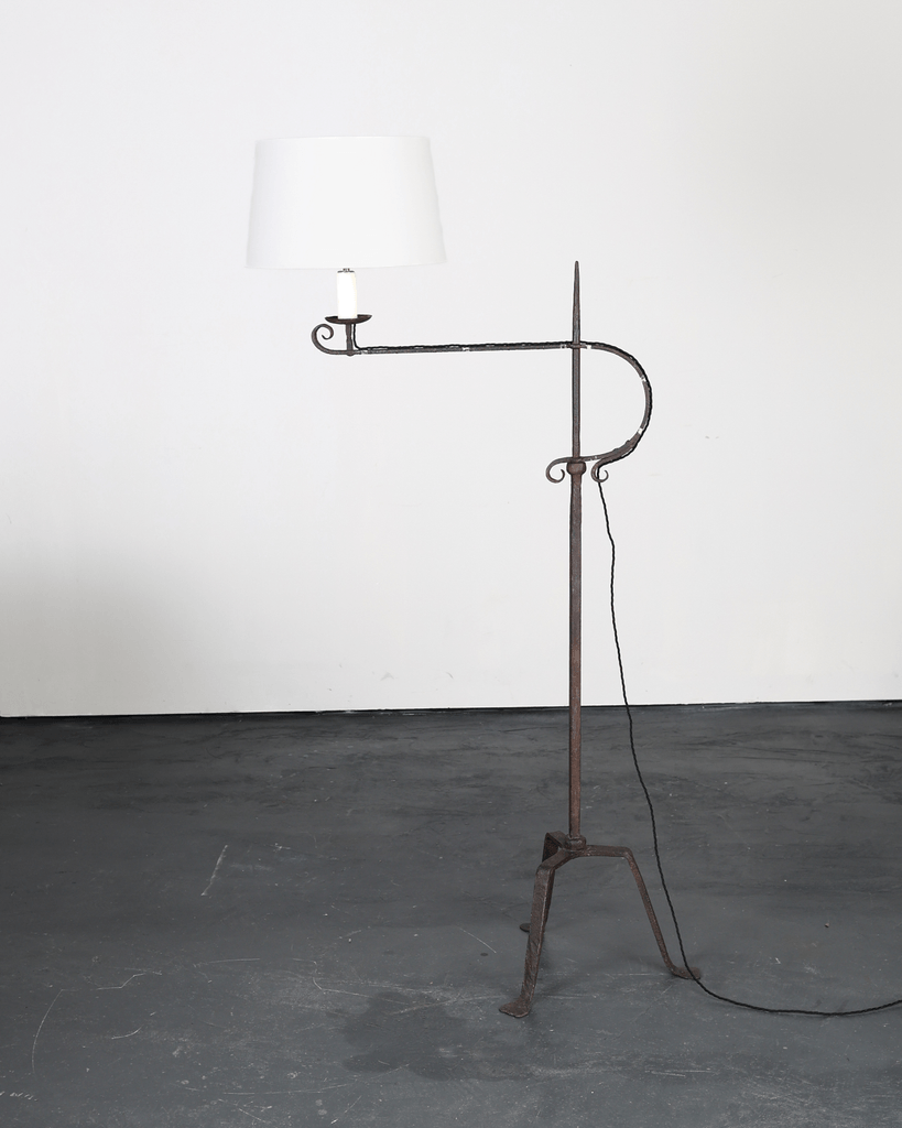 French Forged Iron Swing Arm Standard Lamp