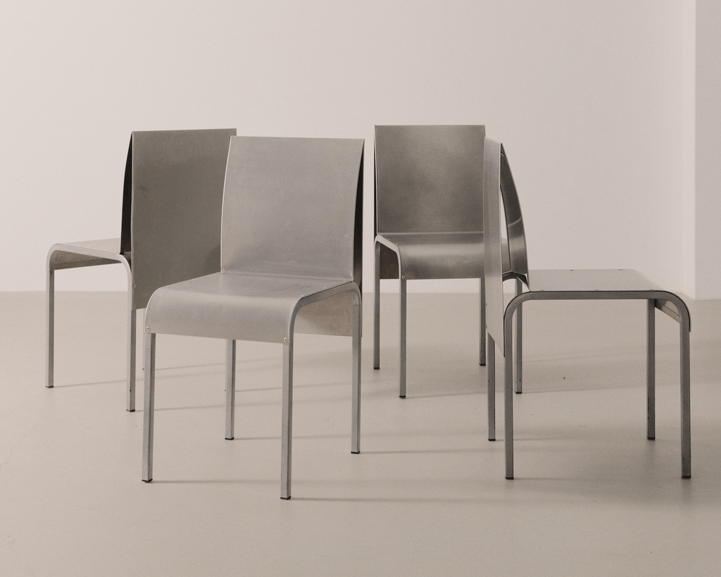 Set of postmodern aluminium chairs