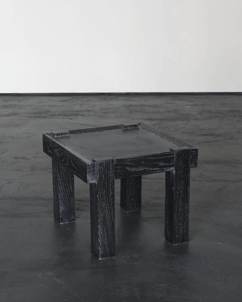 French Limed & Ebonised Oak Modernist Side Table