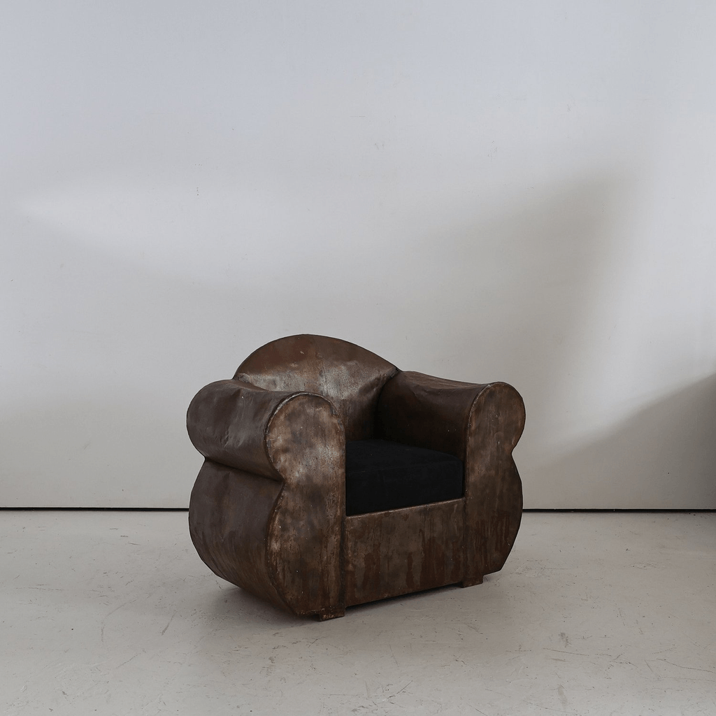 Sculptural 1970s Oversized Metal Club Chair