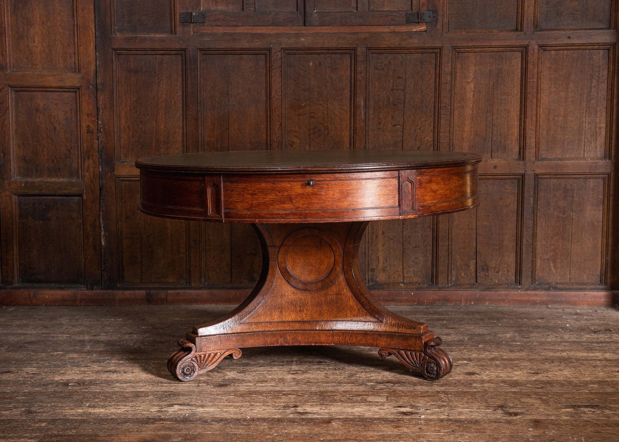 A George IV Oak Drum Table