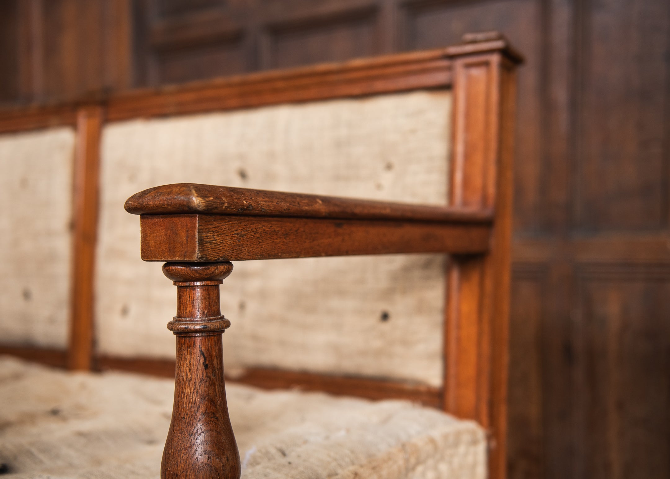 A George IV Oak & Upholstered Billiard Room or Hall Bench image 3