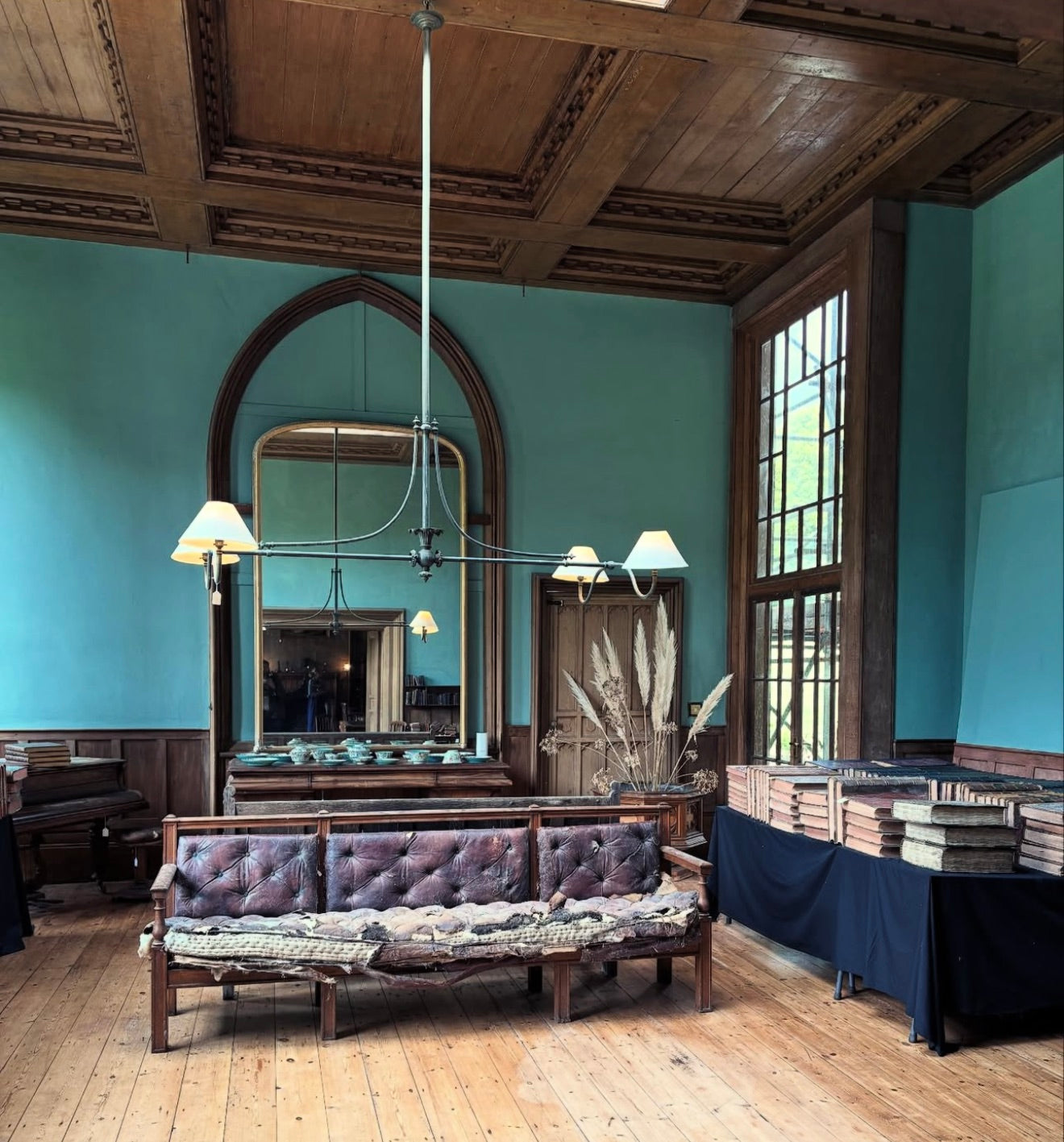 A George IV Oak & Upholstered Billiard Room or Hall Bench image 5
