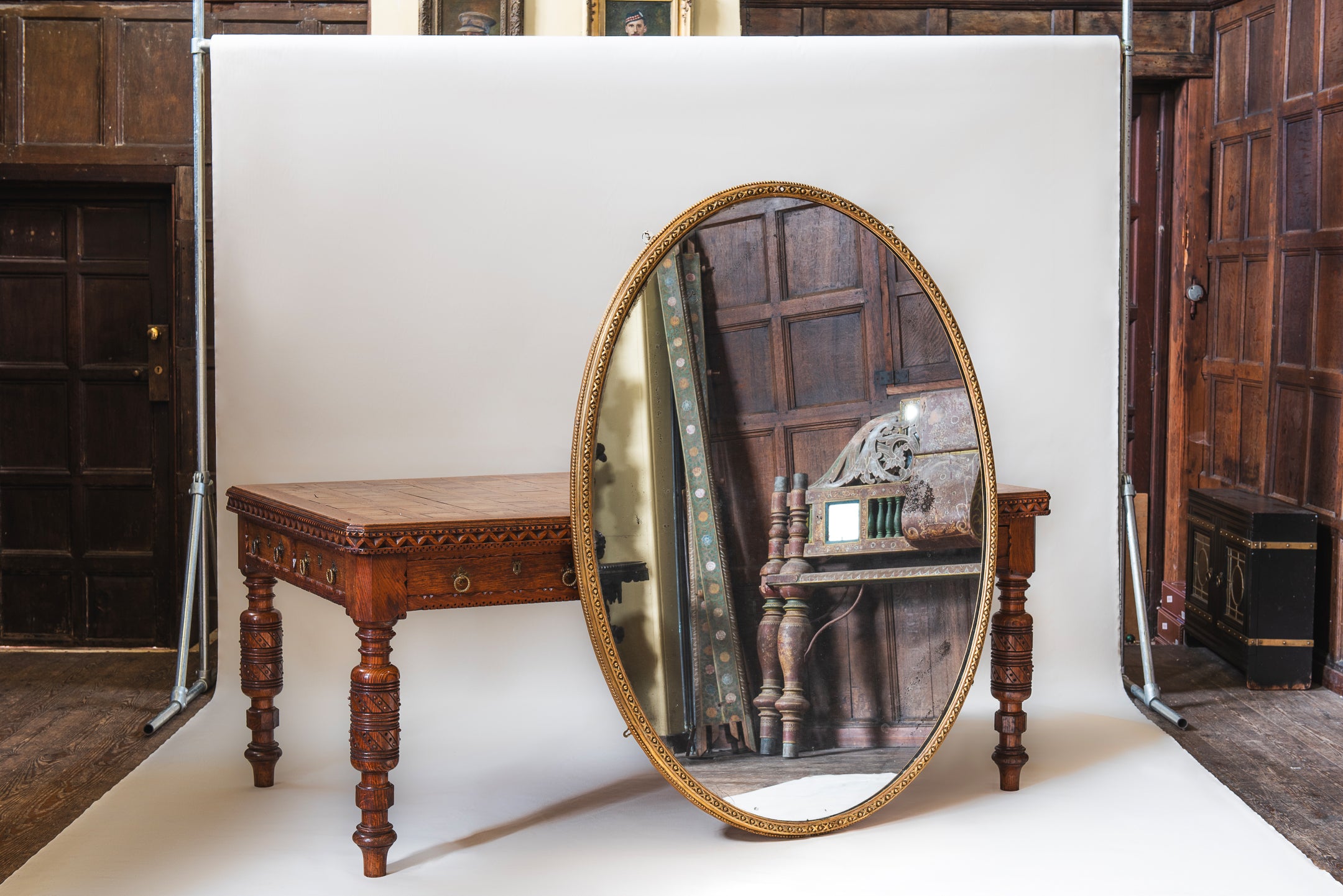 A Large Mid-19th Century Oval Mirror