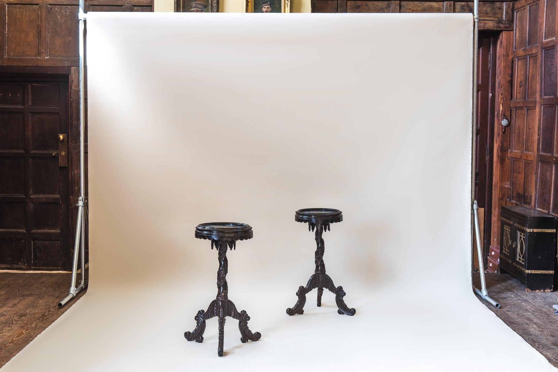 A Pair of Ebony Tripod Stands image 5