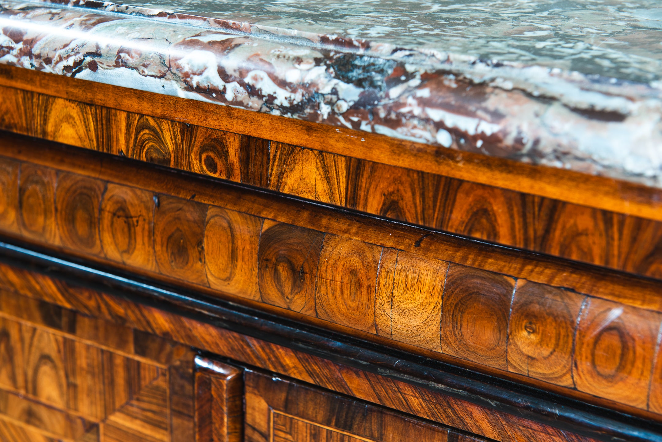 A Pair of Louis XV style Kingwood and Rouge Royal Marble Side Cabinets image 3