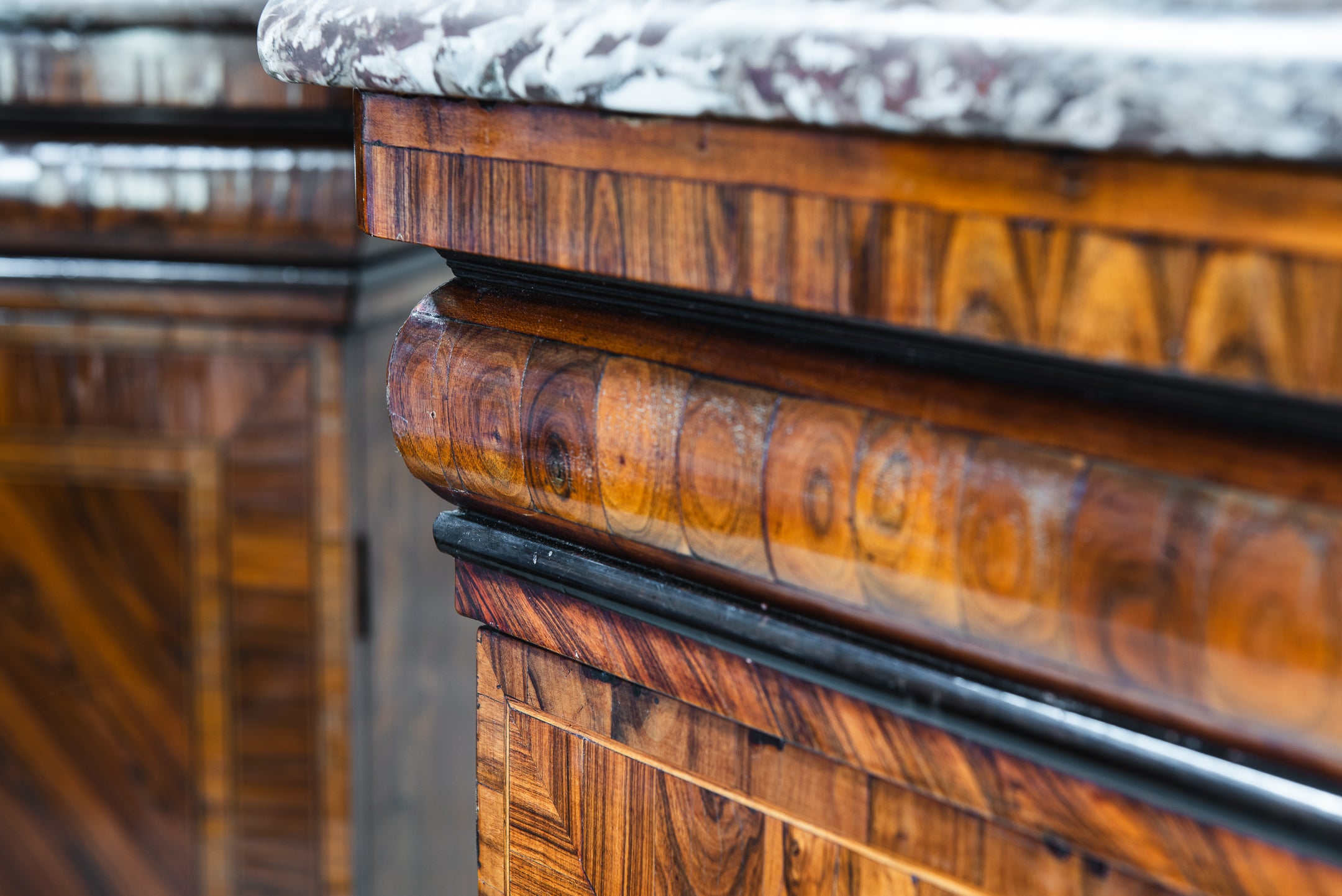 A Pair of Louis XV style Kingwood and Rouge Royal Marble Side Cabinets image 6