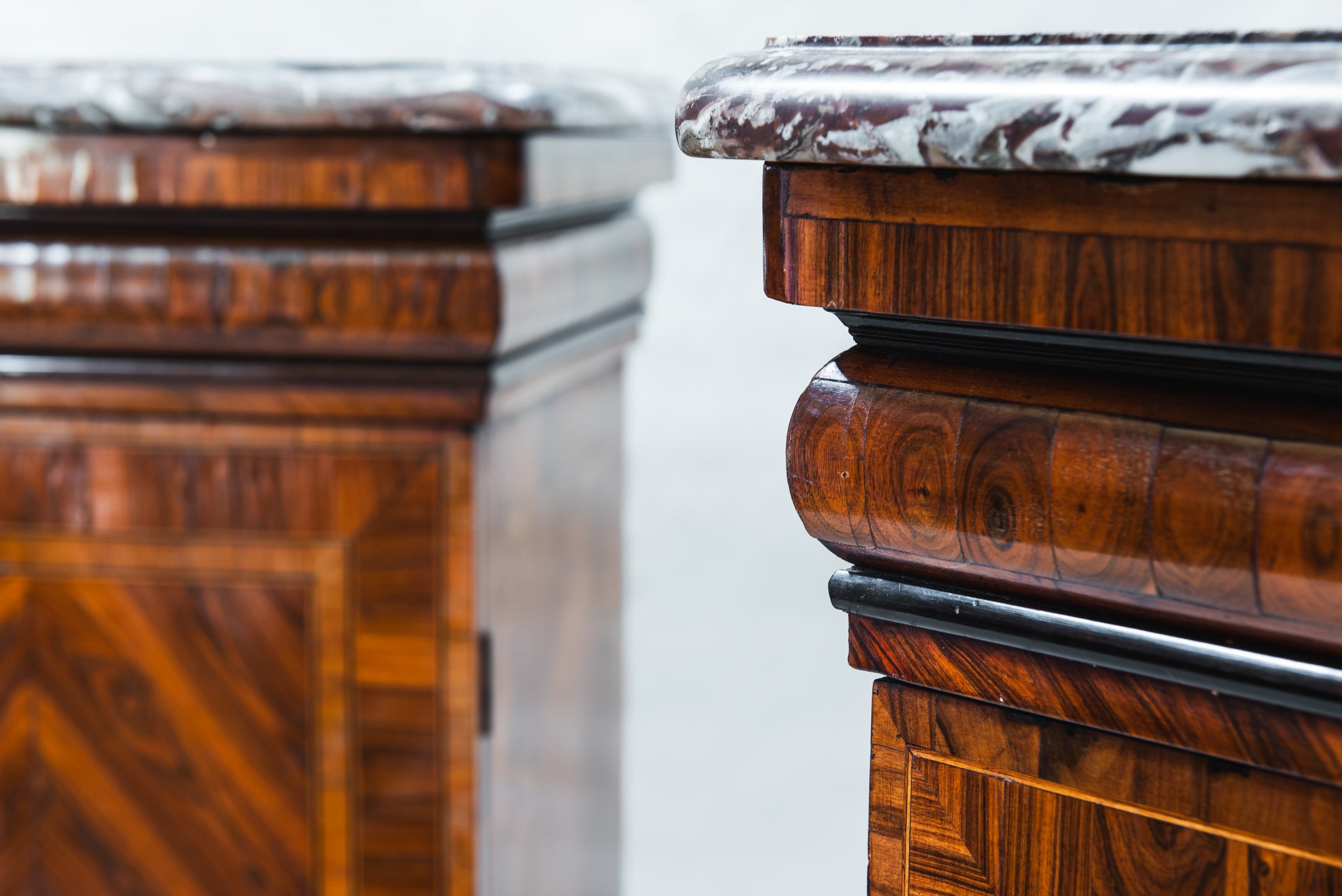 A Pair of Louis XV style Kingwood and Rouge Royal Marble Side Cabinets image 7