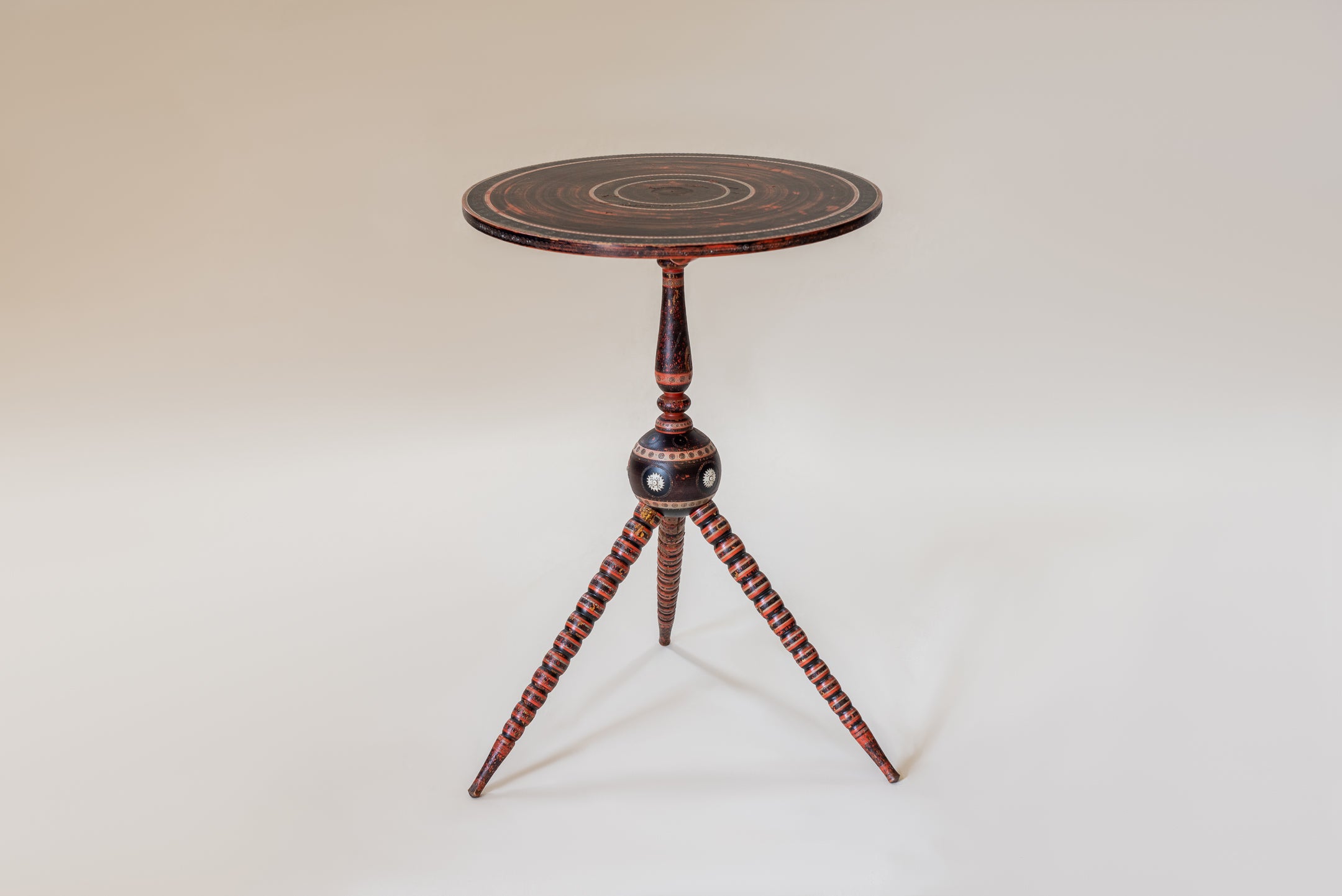 A Polychrome Decorated Tripod Table