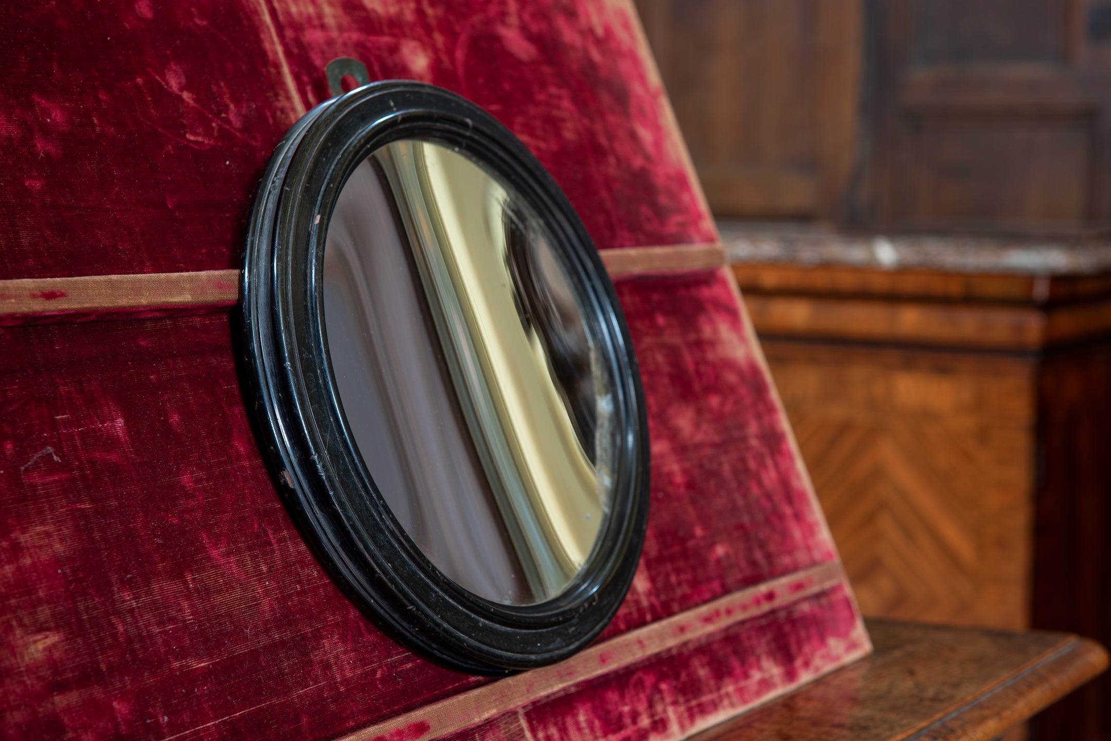 A Small Regency Concave Mirror in an Ebonised Frame image 3