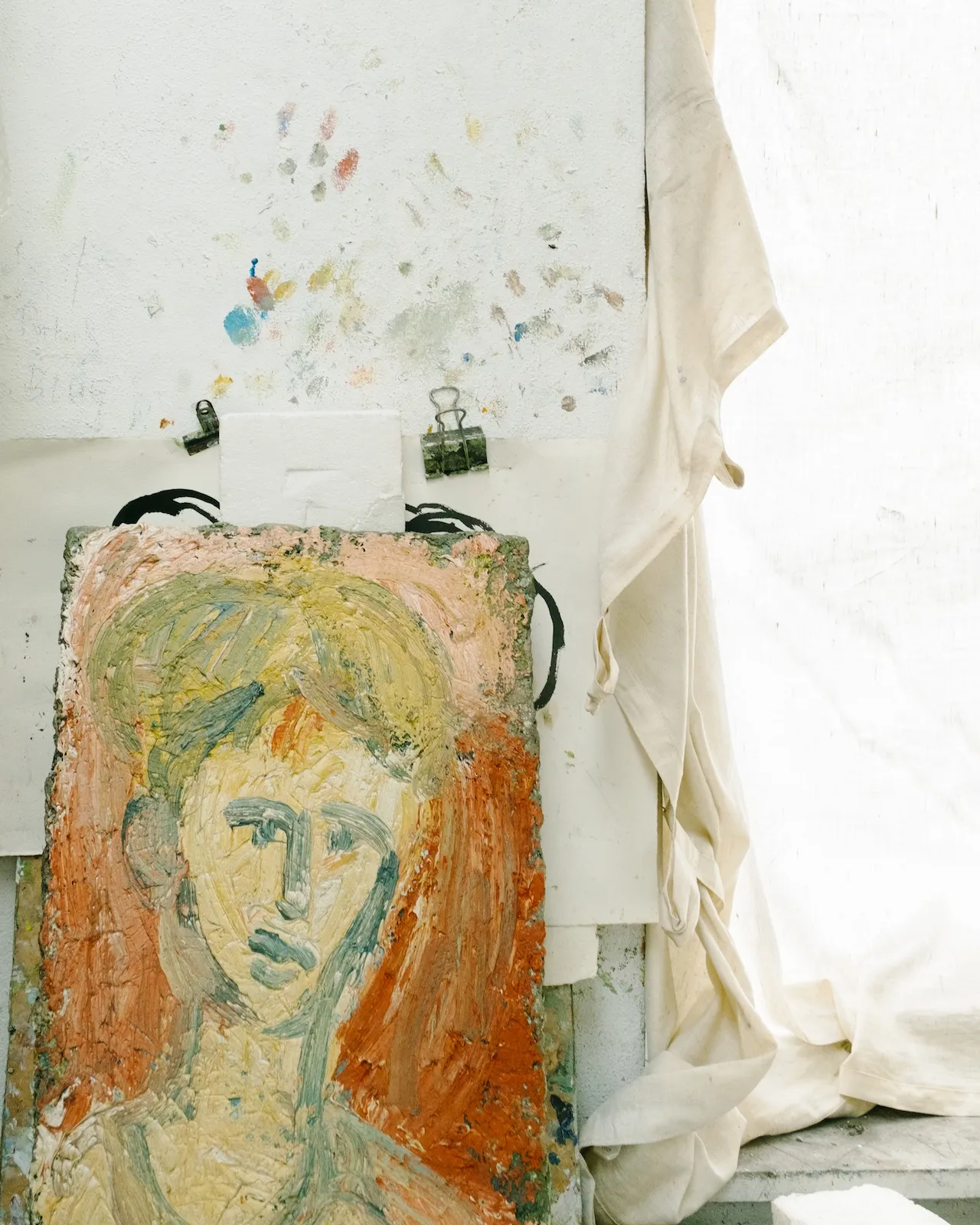 Portrait of Richards son aged 12 displaying his heavy impasto brushwork