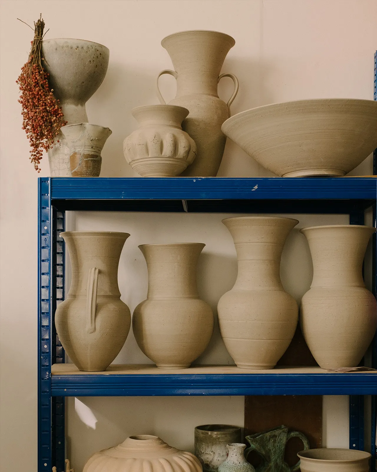 The new pots lined-up ready for Pallas' grafitti