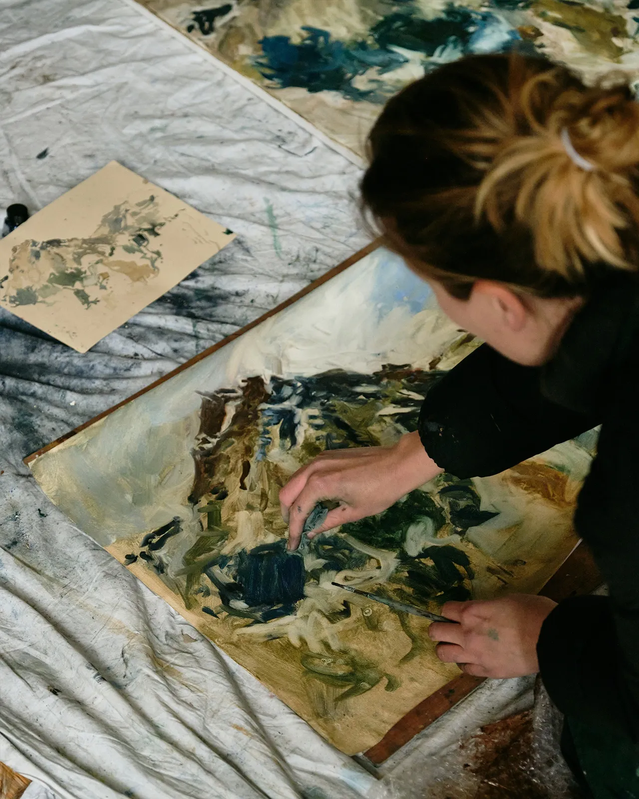 Painting mostly from memory helps bring an intensity to her works and a strong sense of energy, she says.